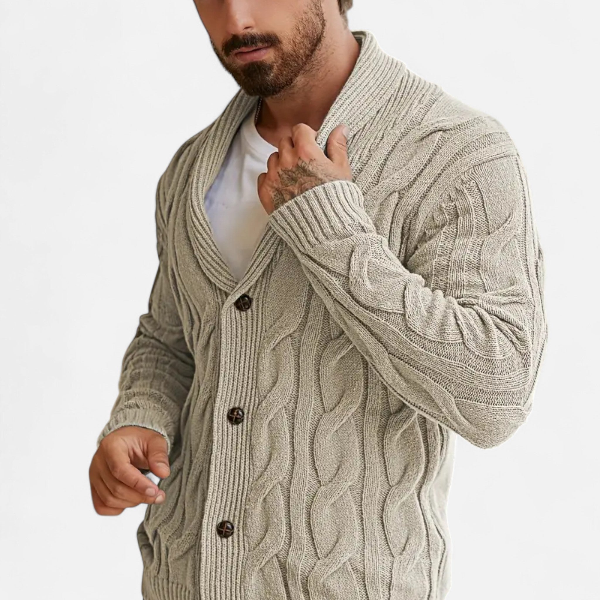 Dorevelle | Men’s Geometric Knit Cardigan Sweater