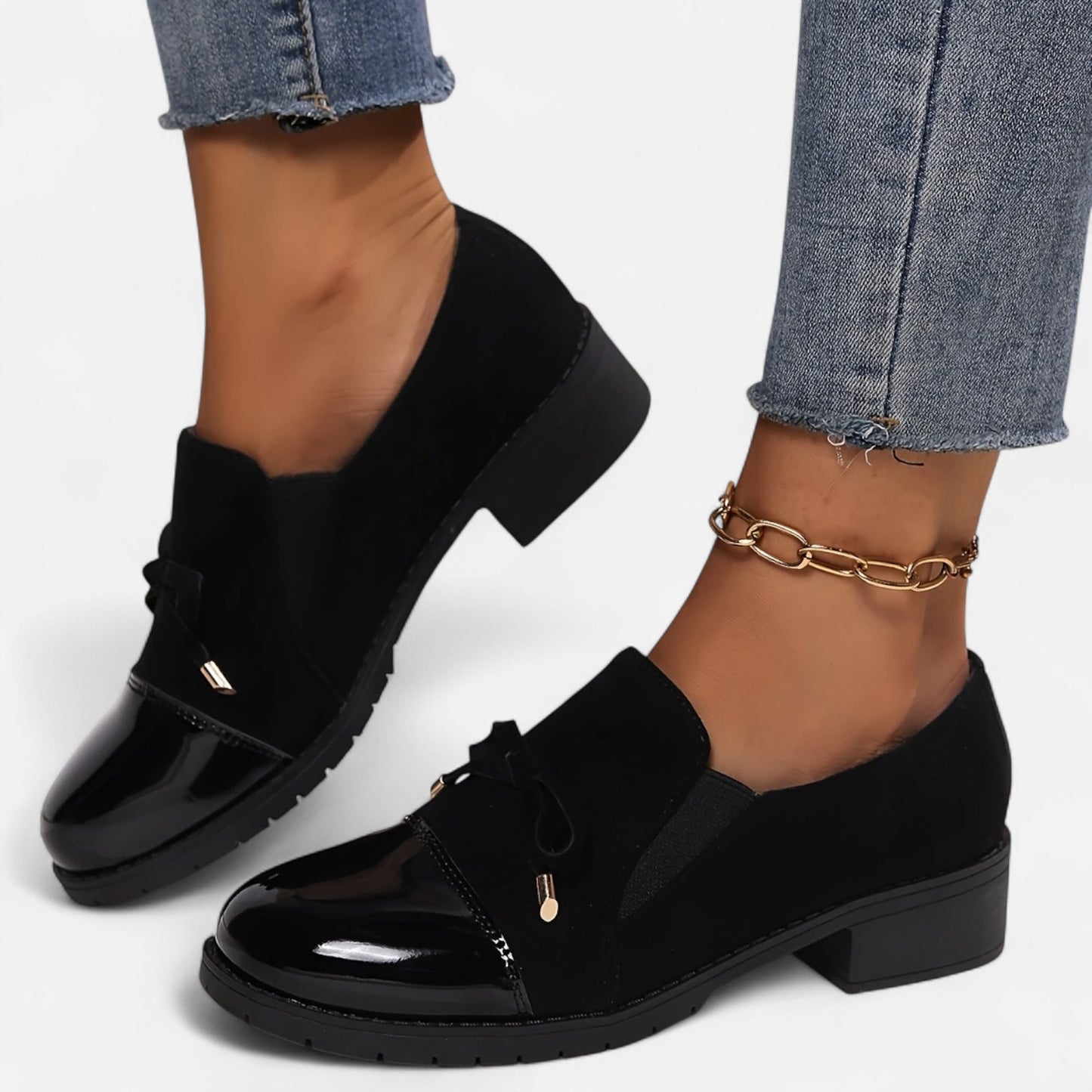 Dorevelle | Women’s Retro Bow‑knot Chunky‑Heel Loafers