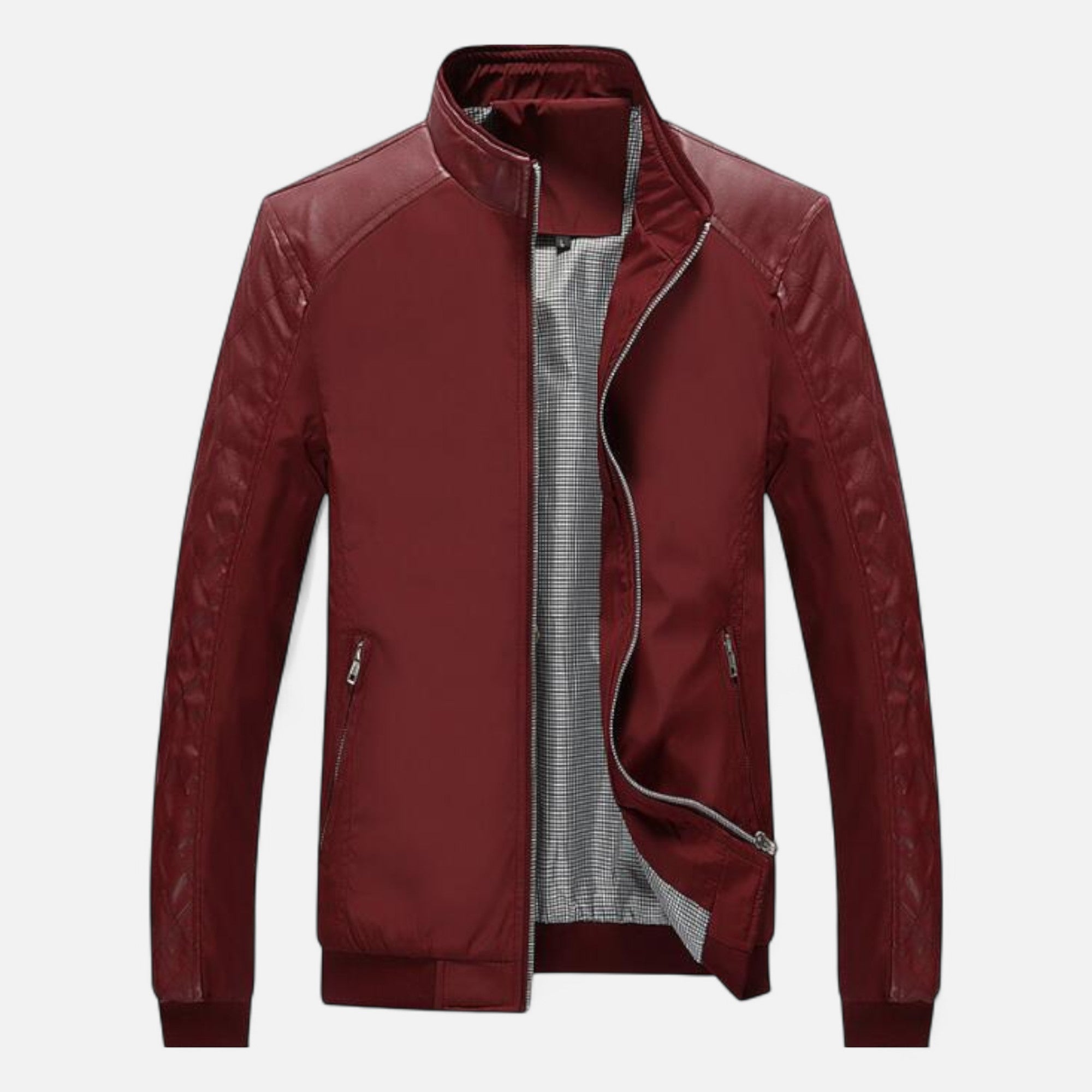 Dorevelle | Men’s Leather Bomber – Stand Collar Elegance