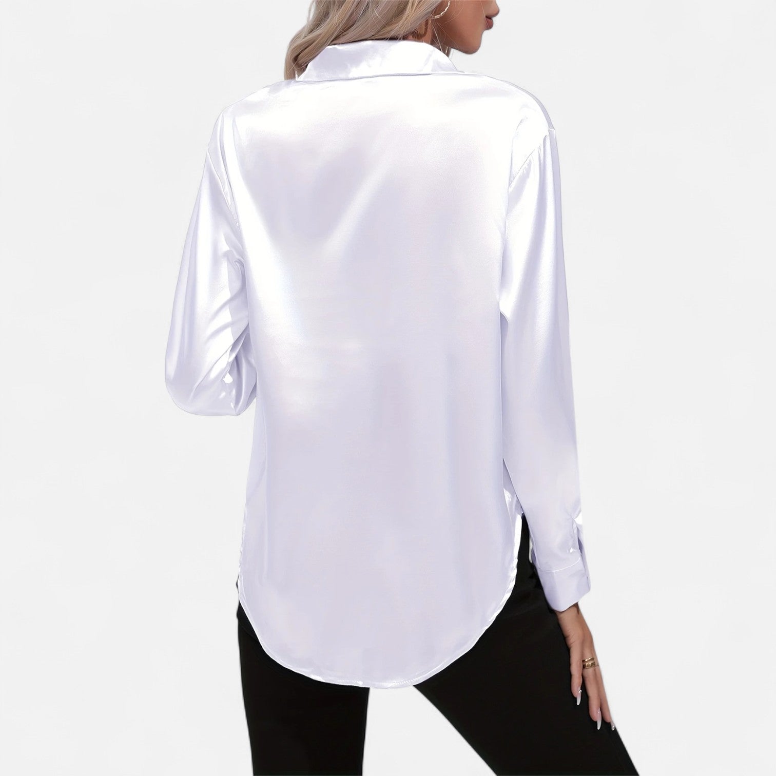 Dorevelle | Women’s Satin Shirt – Heritage Collar Style