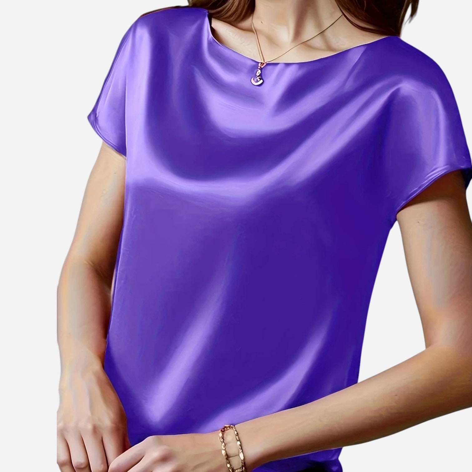 Dorevelle | Women’s Satin Blouse – Short Sleeve Classic