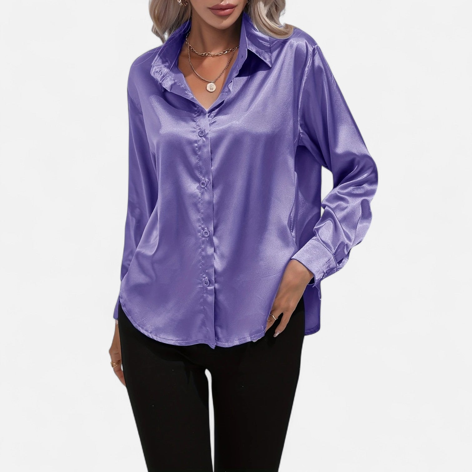 Dorevelle | Women’s Satin Shirt – Heritage Collar Style
