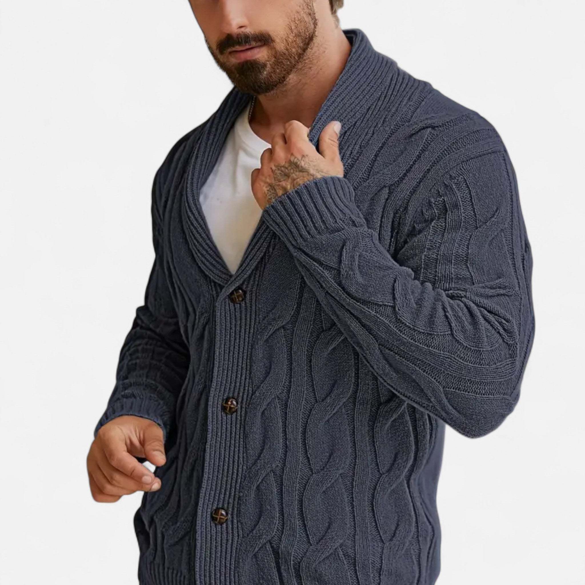 Dorevelle | Men’s Geometric Knit Cardigan Sweater