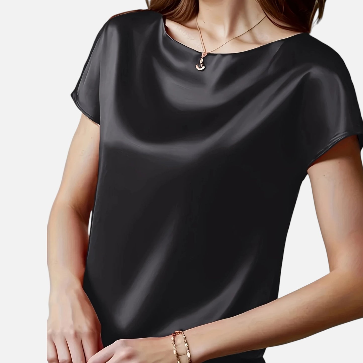Dorevelle | Women’s Satin Blouse – Short Sleeve Classic