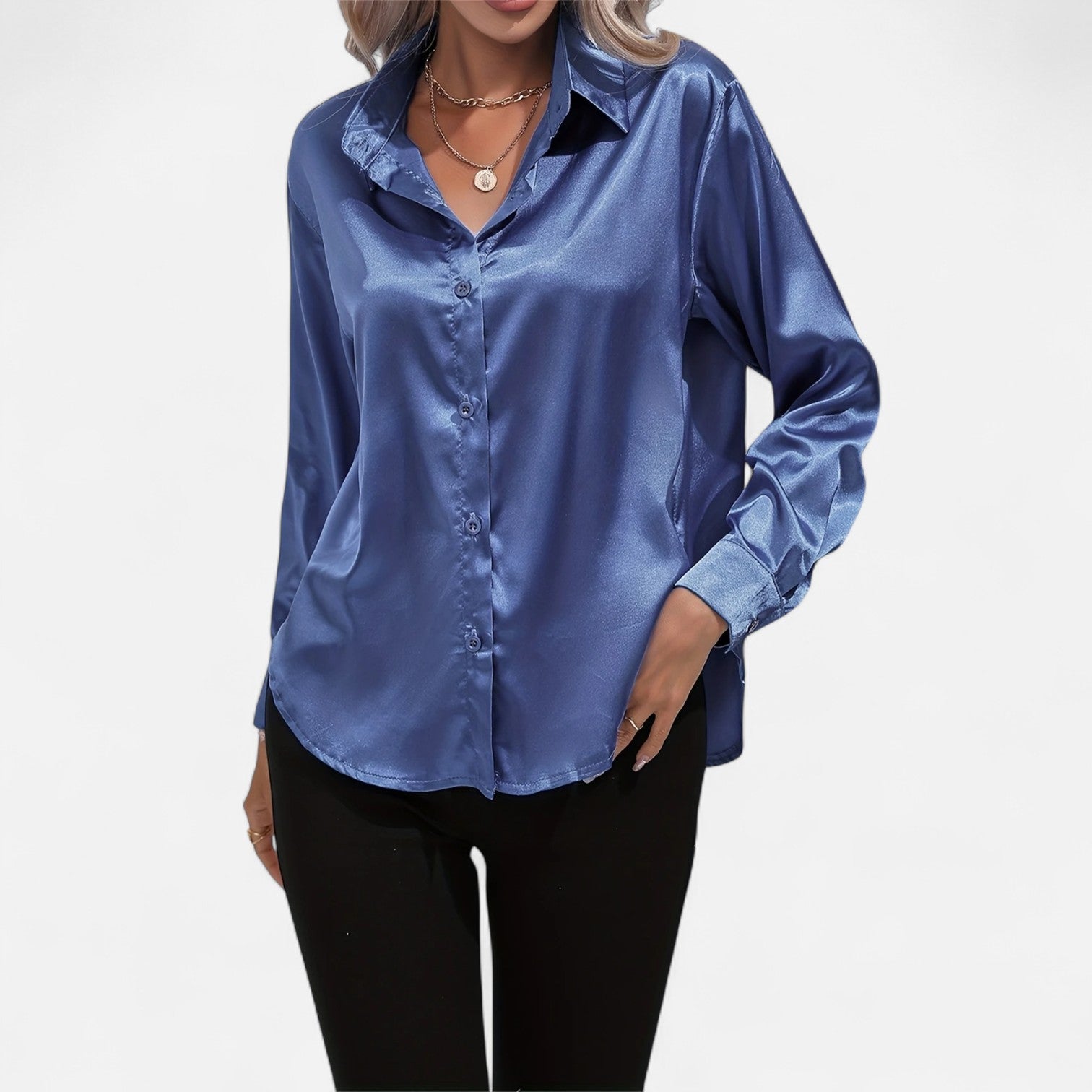 Dorevelle | Women’s Satin Shirt – Heritage Collar Style