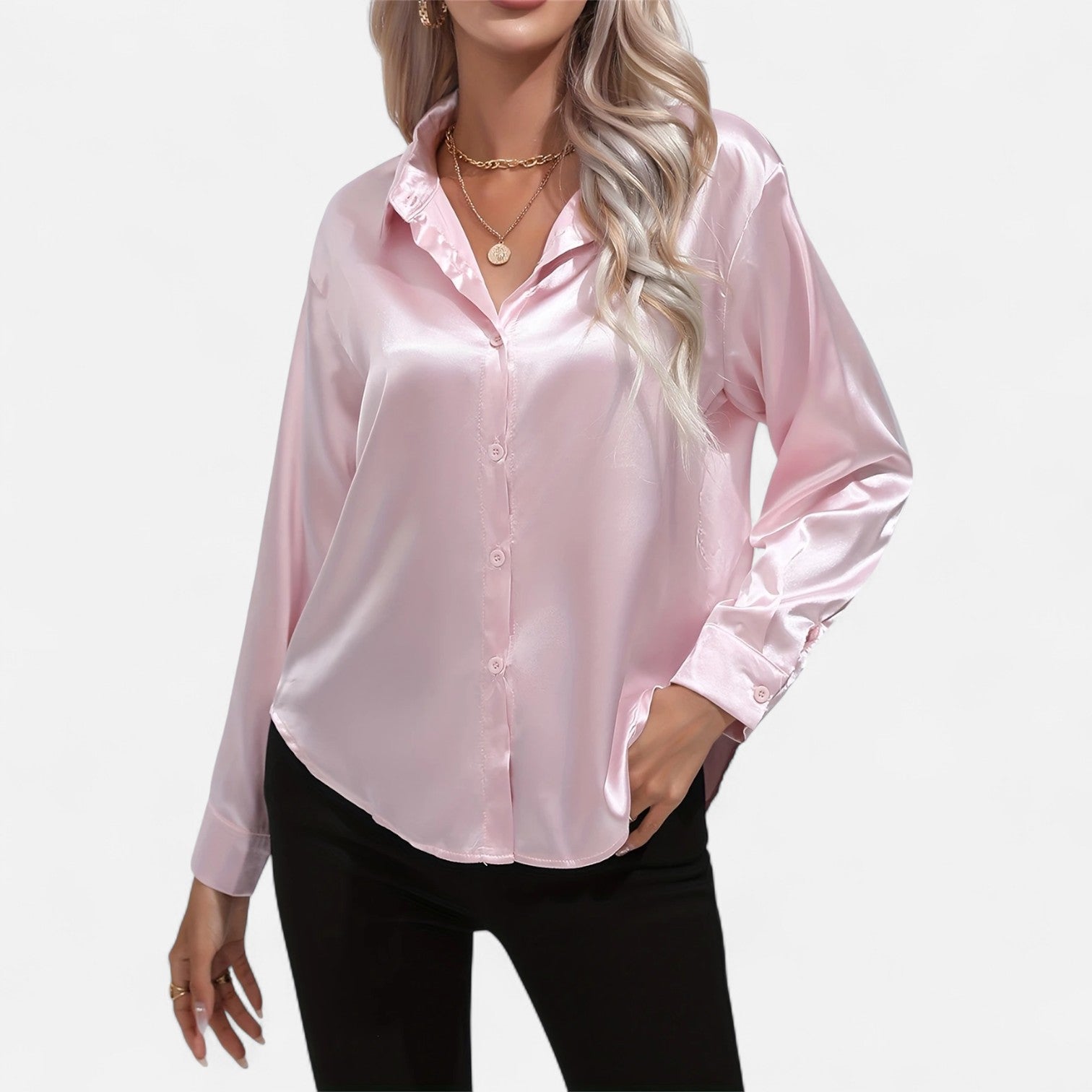 Dorevelle | Women’s Satin Shirt – Heritage Collar Style