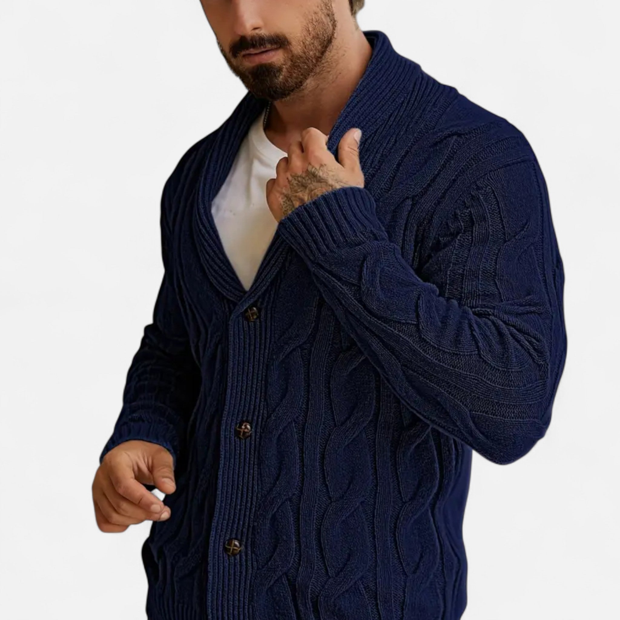 Dorevelle | Men’s Geometric Knit Cardigan Sweater