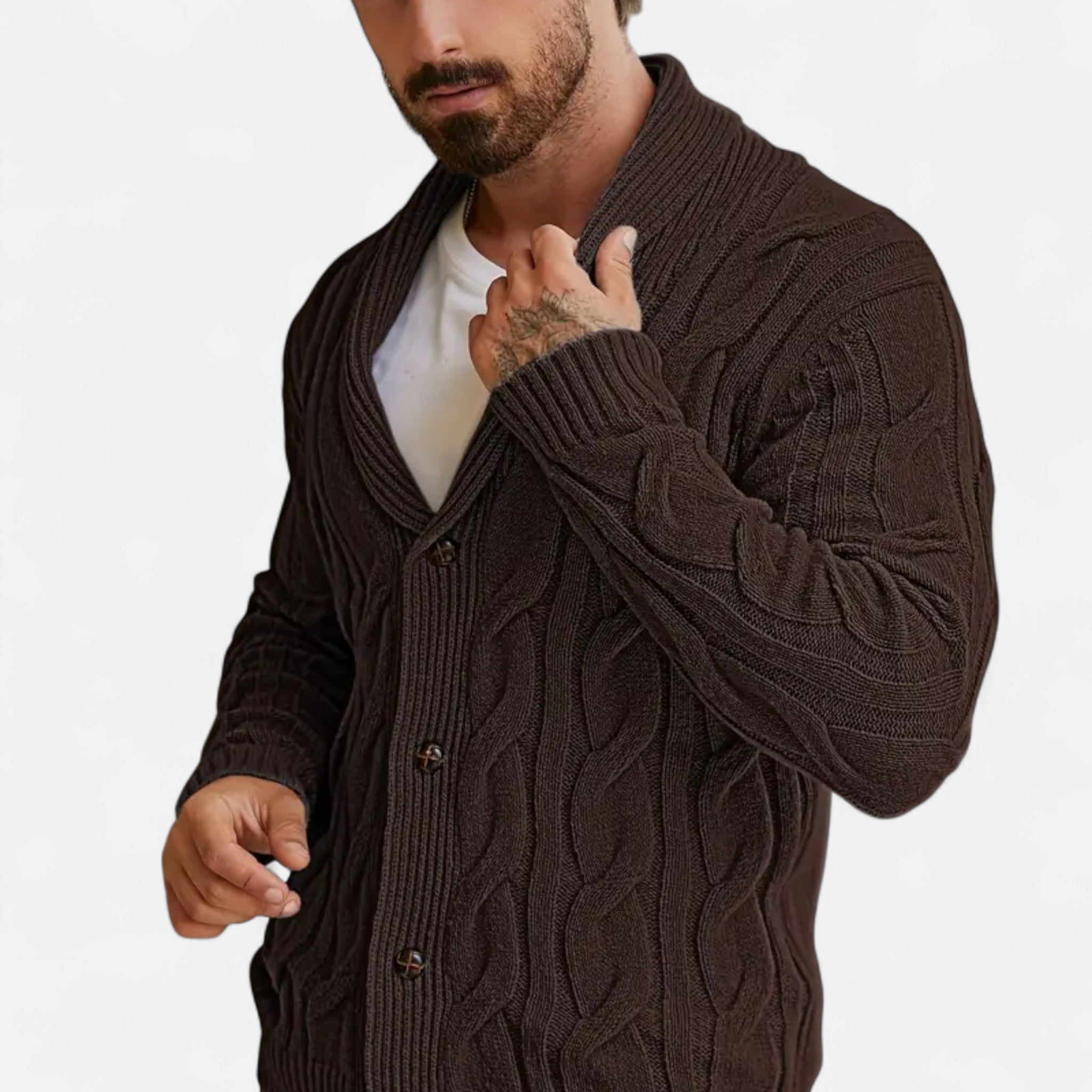 Dorevelle | Men’s Geometric Knit Cardigan Sweater