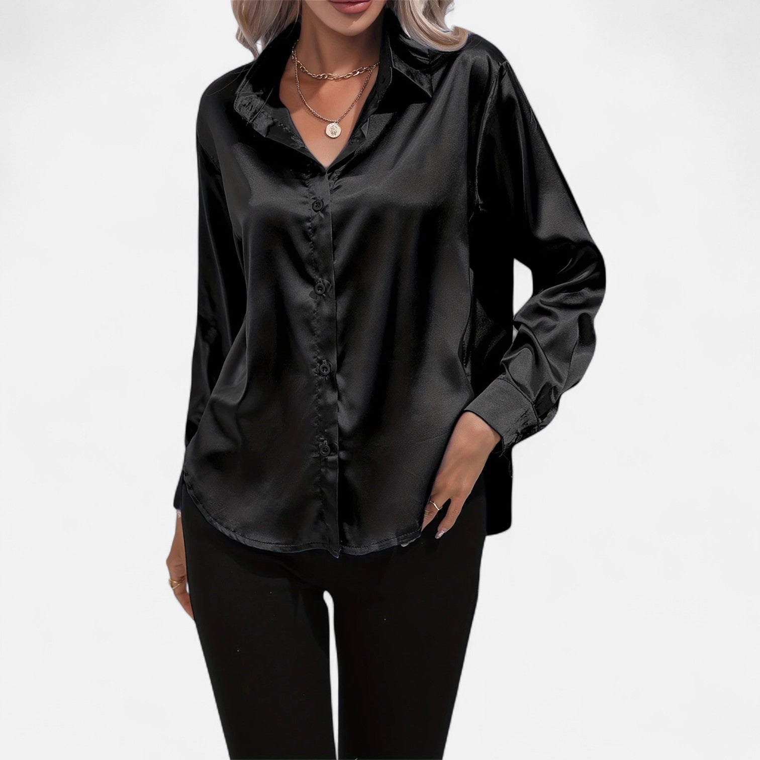 Dorevelle | Women’s Satin Shirt – Heritage Collar Style
