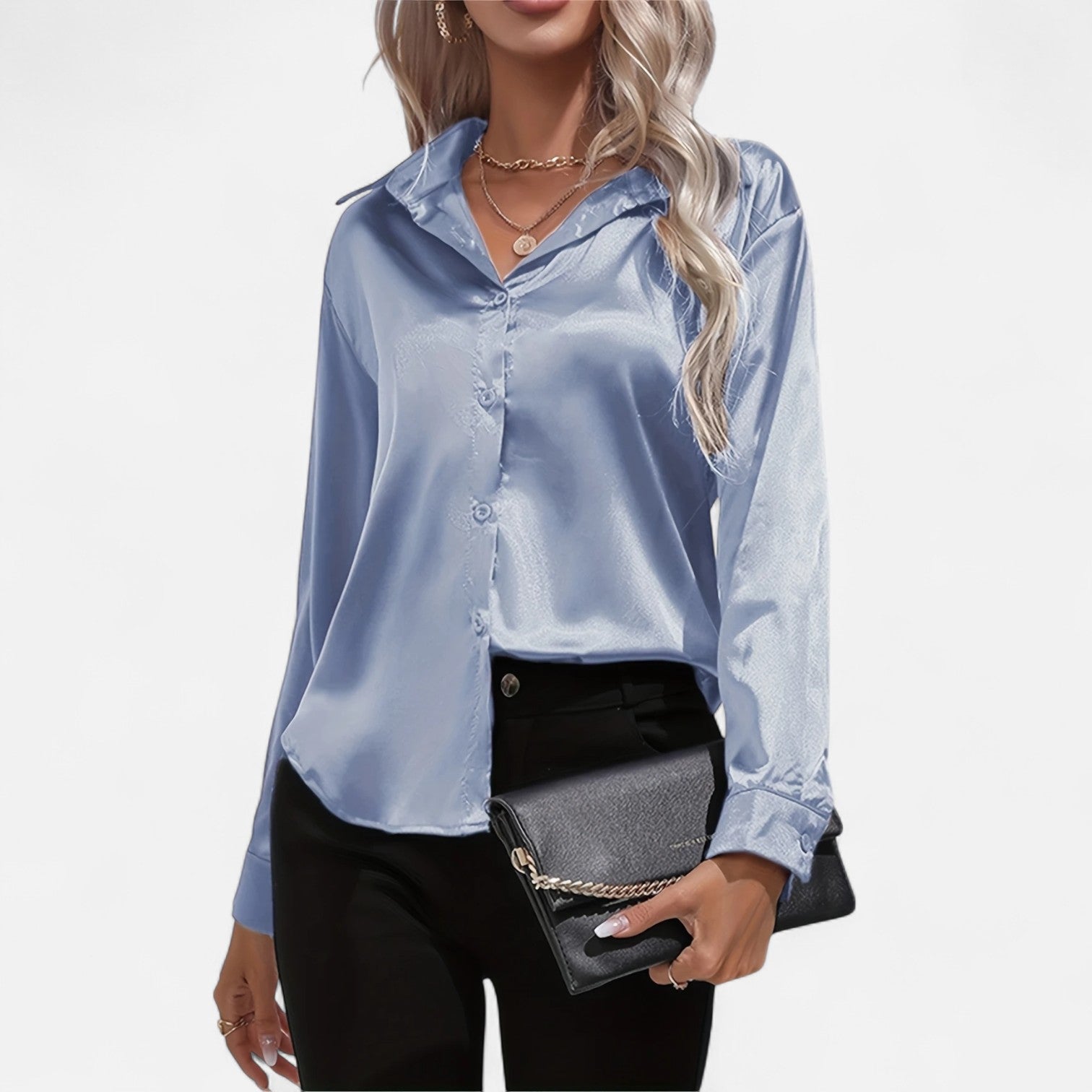 Dorevelle | Women’s Satin Shirt – Heritage Collar Style