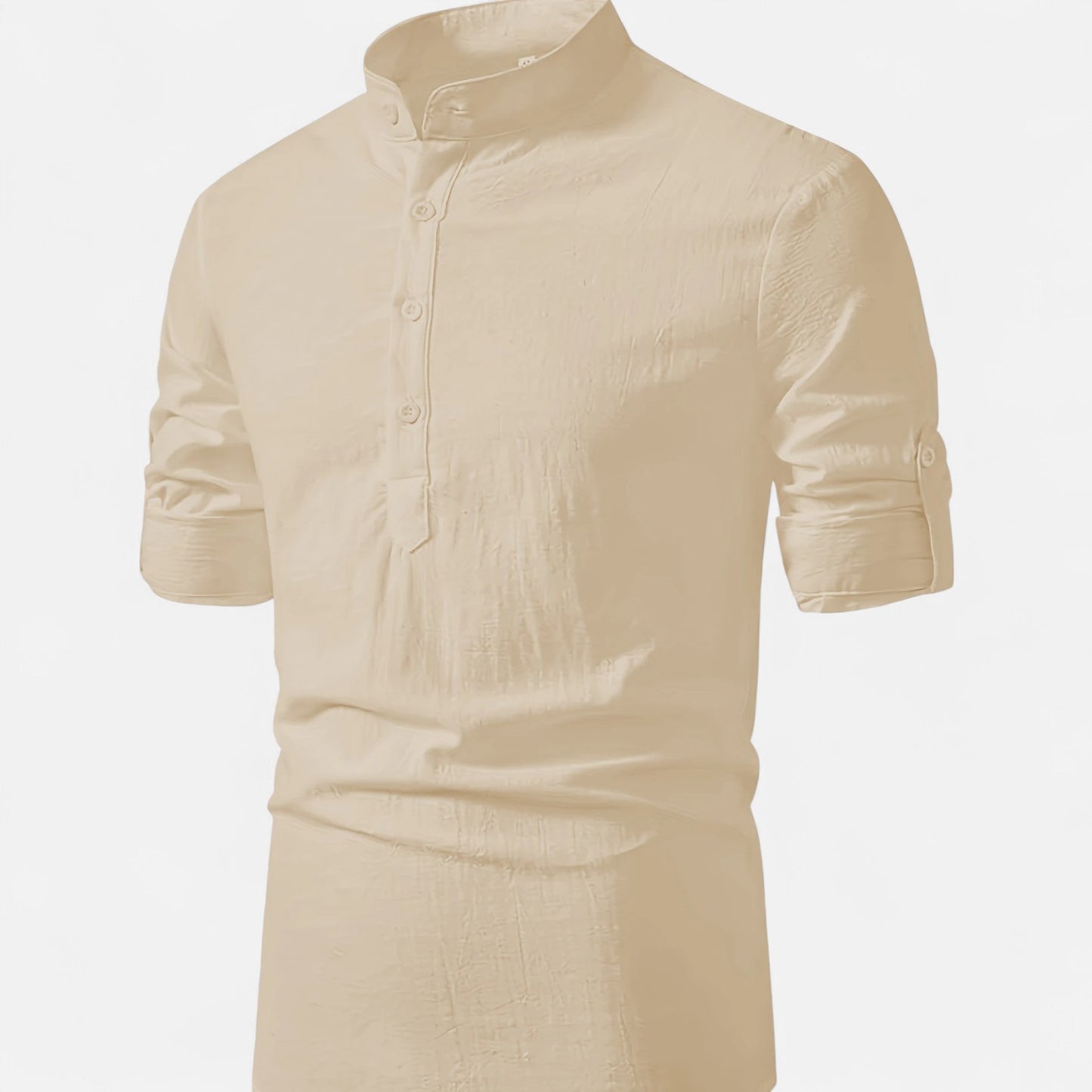 Dorevelle | Men’s Linen Henley – Heritage Collarless Style