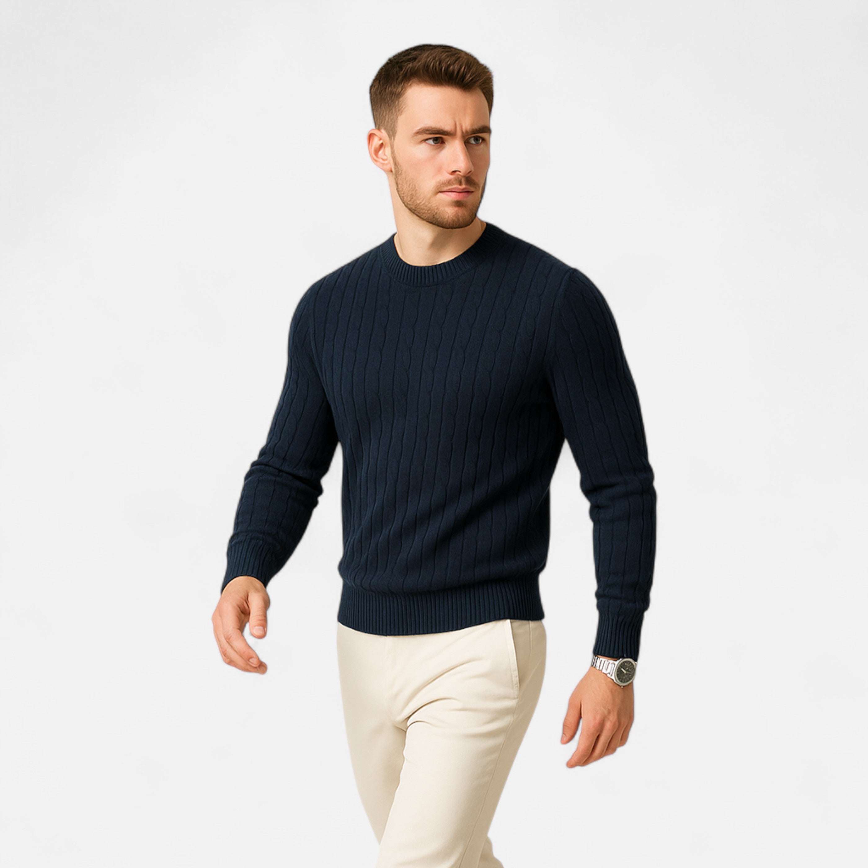 Dorevelle | Men’s Cable Knit Sweater – Heritage Crew Neck