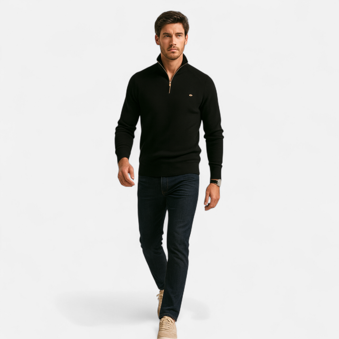 Dorevelle | Men’s Cotton Zip Sweater – Refined Knitwear for the Season