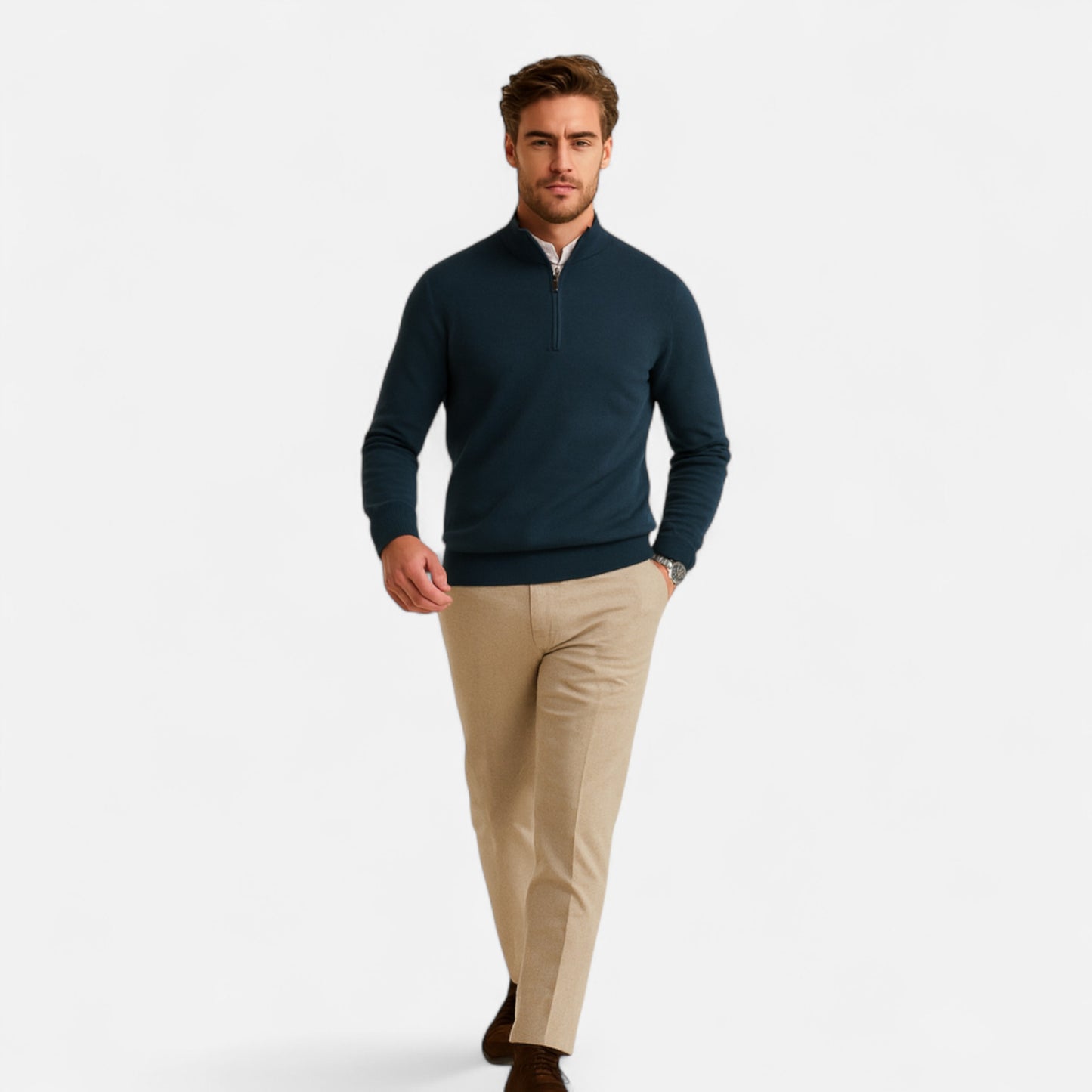 Dorevelle | Men’s Merino Wool Sweater – Half-Zip Heritage Style