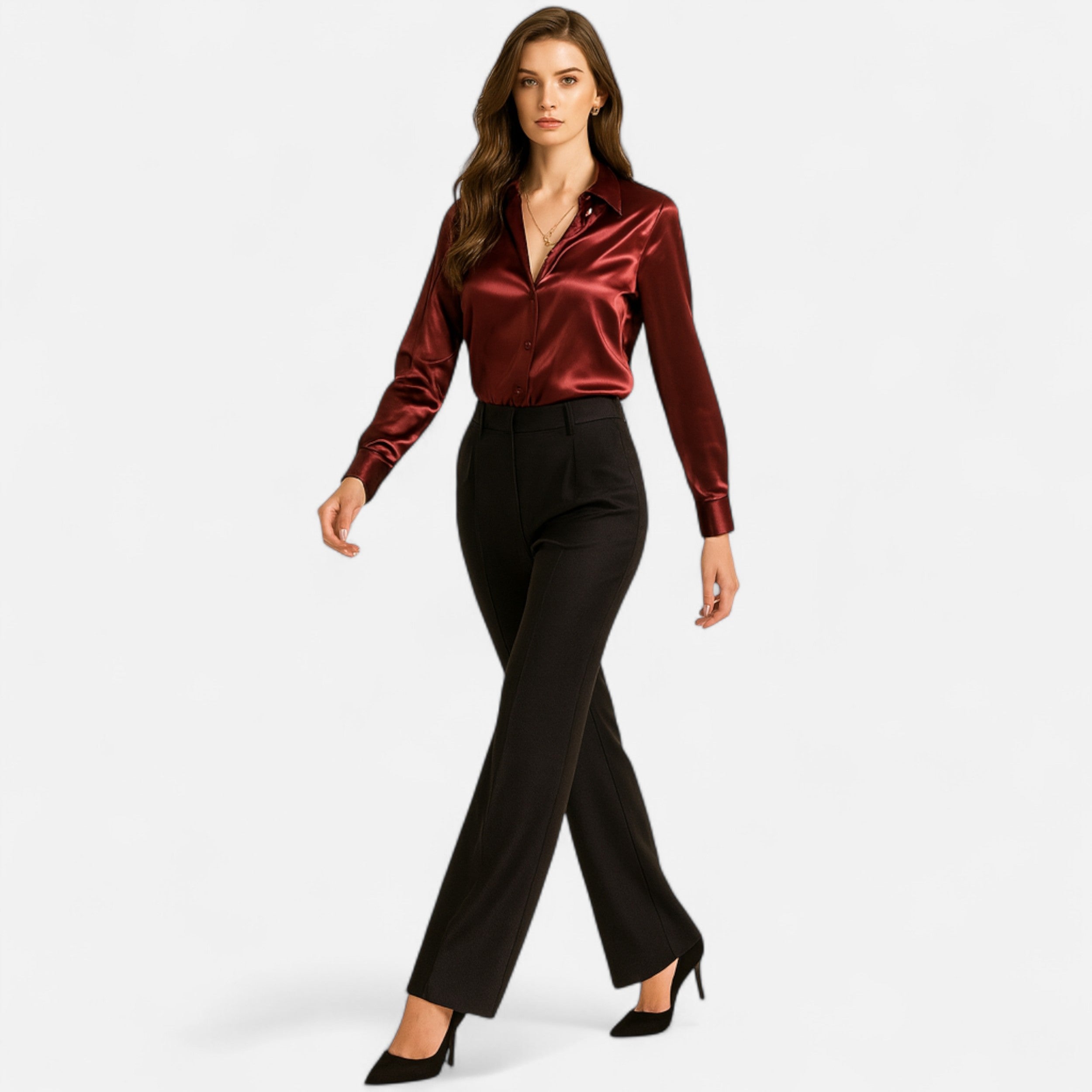 Dorevelle | Women’s Satin Blouse – Long Sleeve Elegance