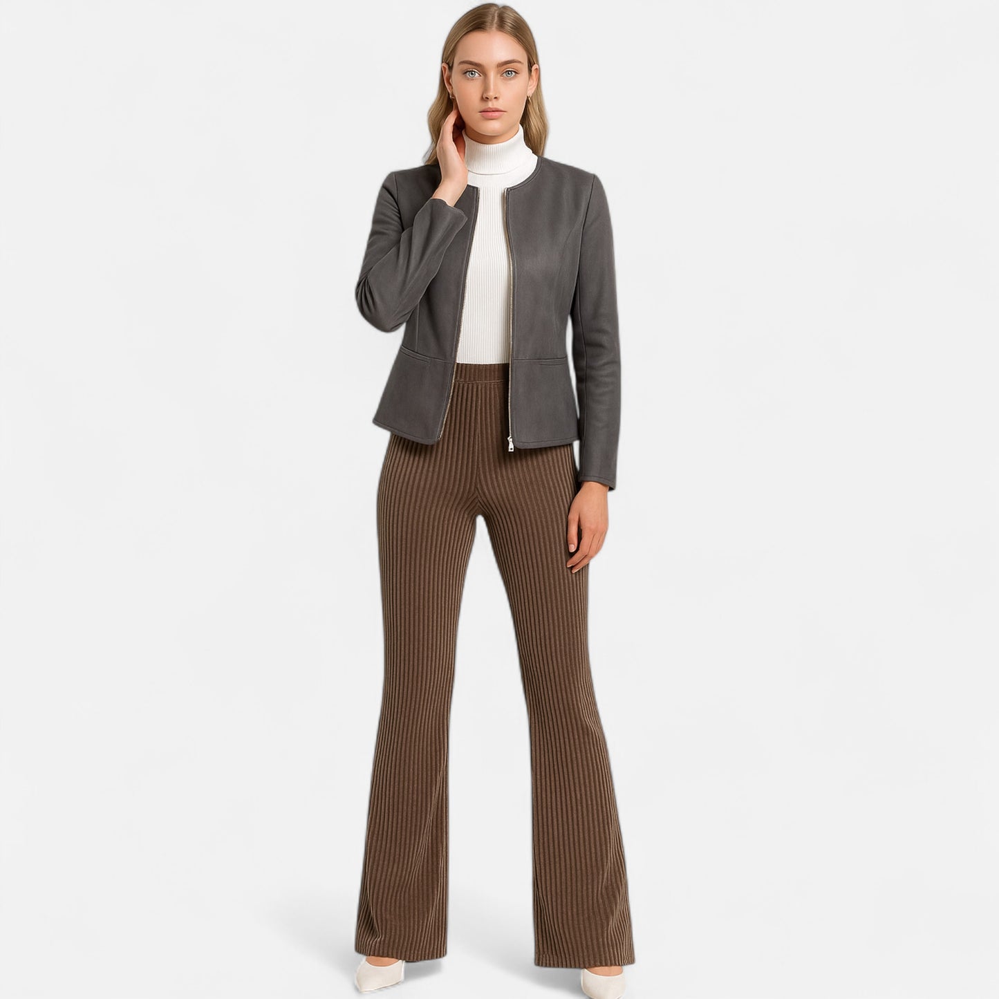 Dorevelle | Women’s Cropped Jacket – Slim Zip-Up Elegance