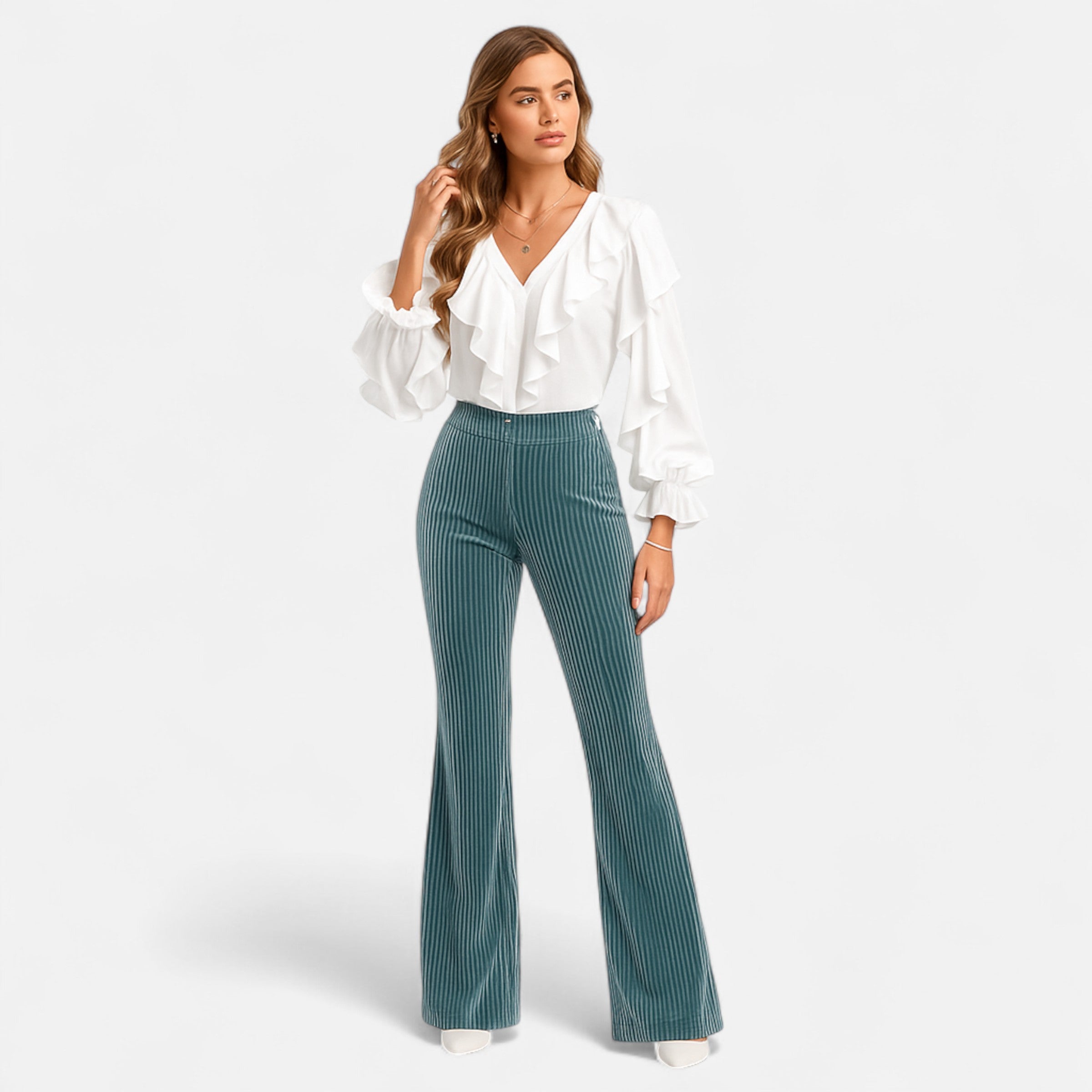 Dorevelle | Women’s Corduroy Trousers – High-Waist Flared Elegance