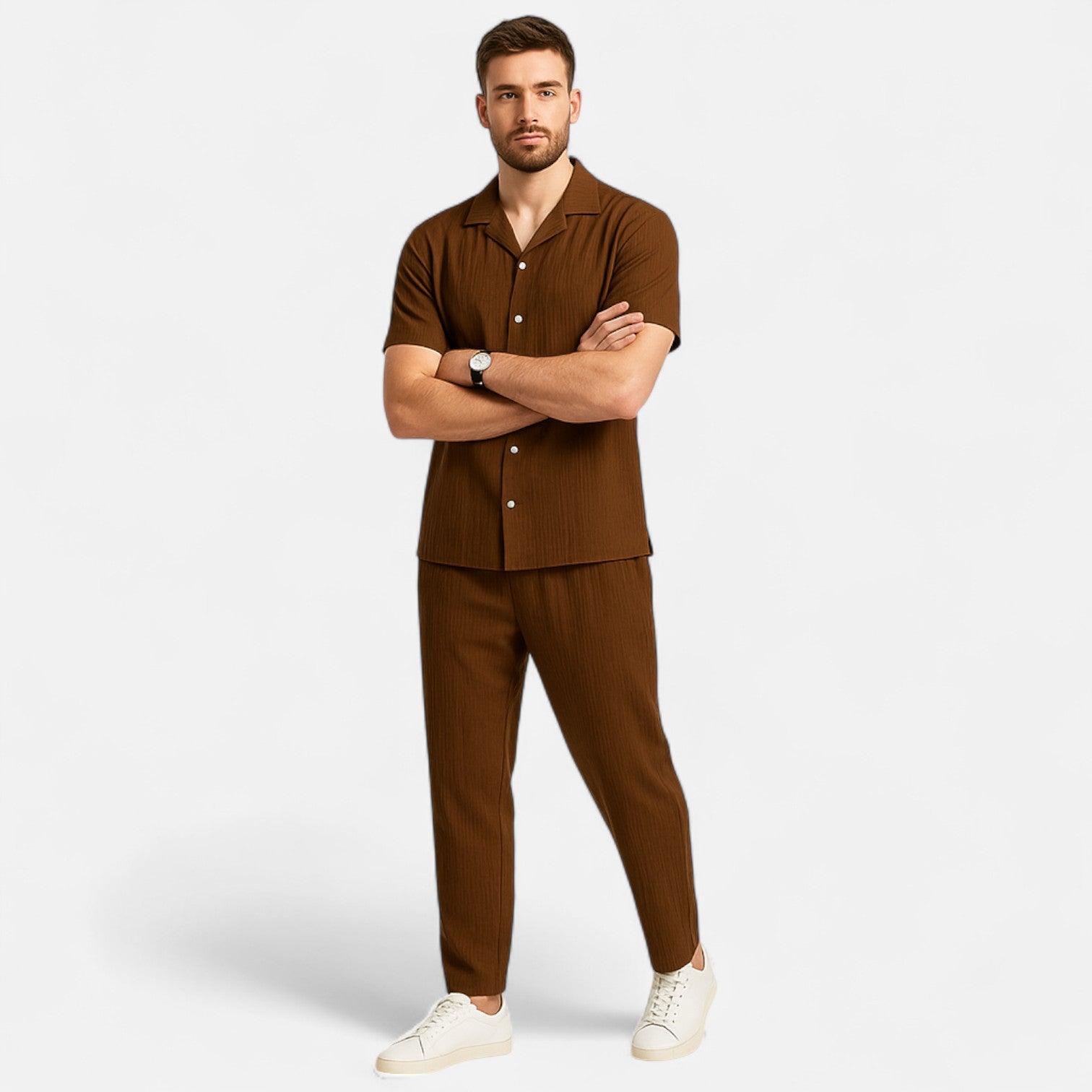 Dorevelle | Men’s Linen Set – Riviera Button-Up Ease