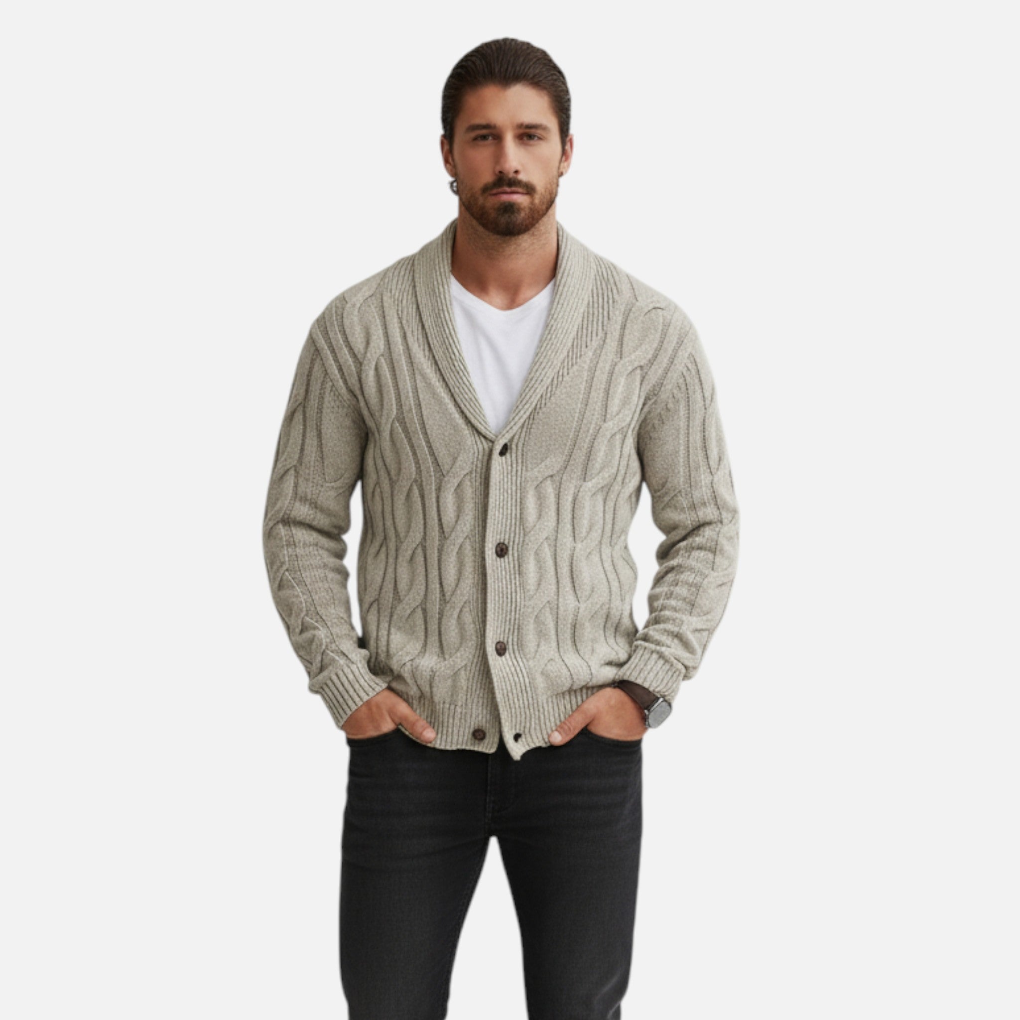 Dorevelle | Men’s Geometric Knit Cardigan Sweater