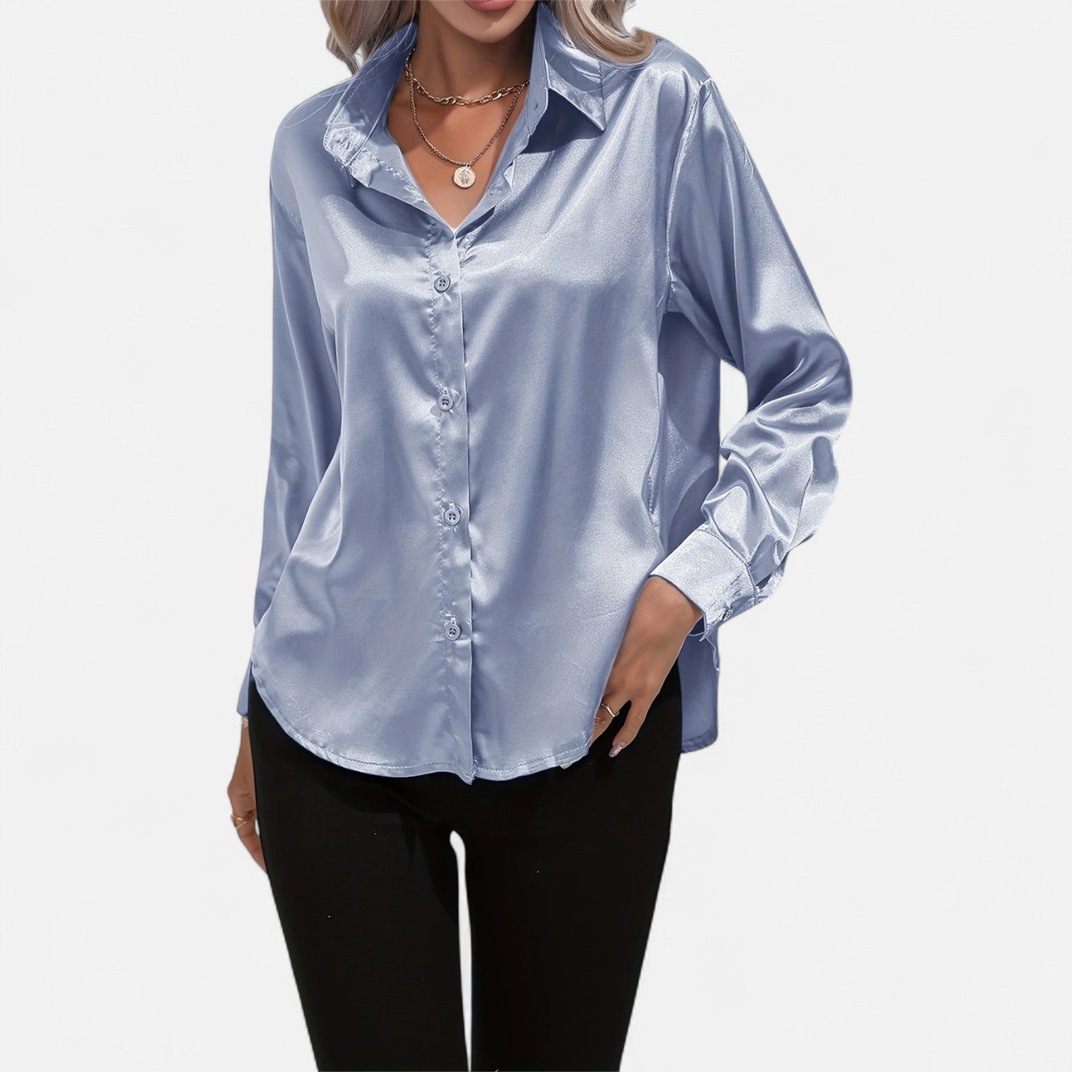 Dorevelle | Women’s Satin Shirt – Heritage Collar Style
