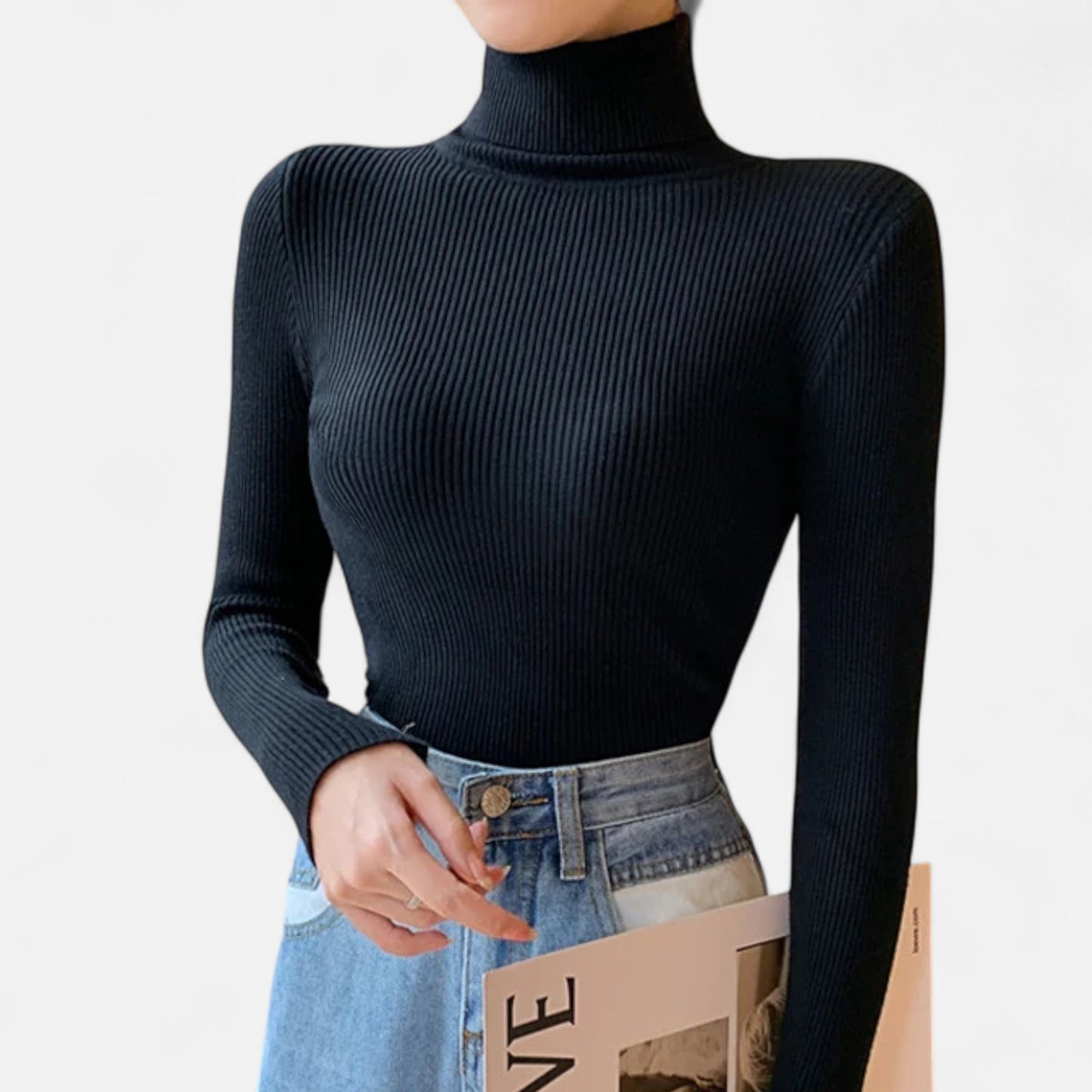 Dorevelle | Women’s Ribbed Turtleneck – Foldover Winter Elegance