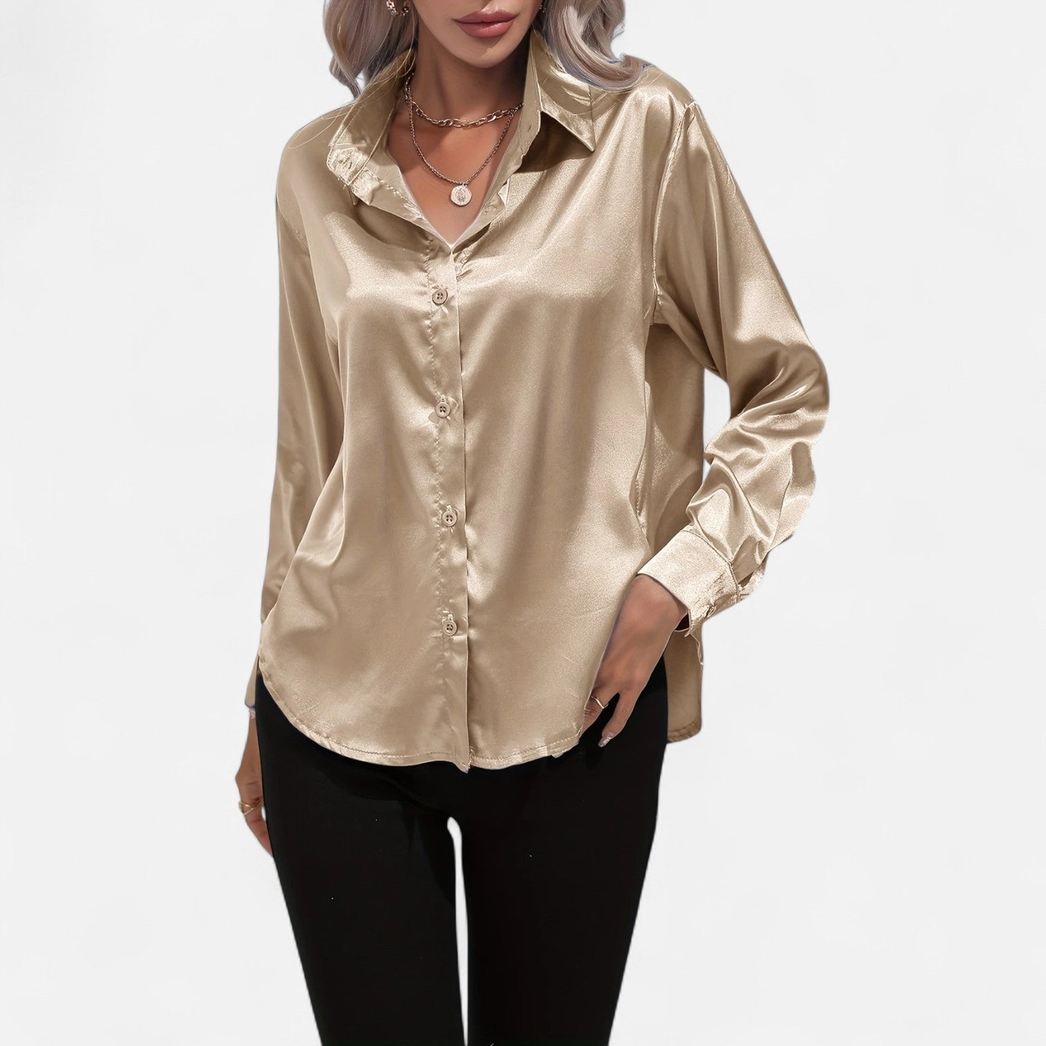 Dorevelle | Women’s Satin Shirt – Heritage Collar Style