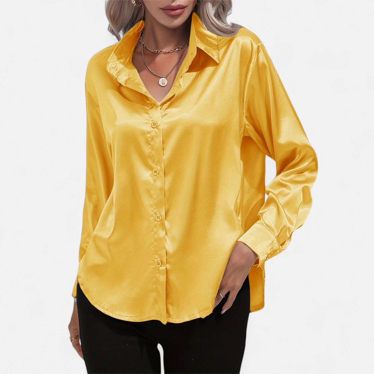 Dorevelle | Women’s Satin Shirt – Heritage Collar Style