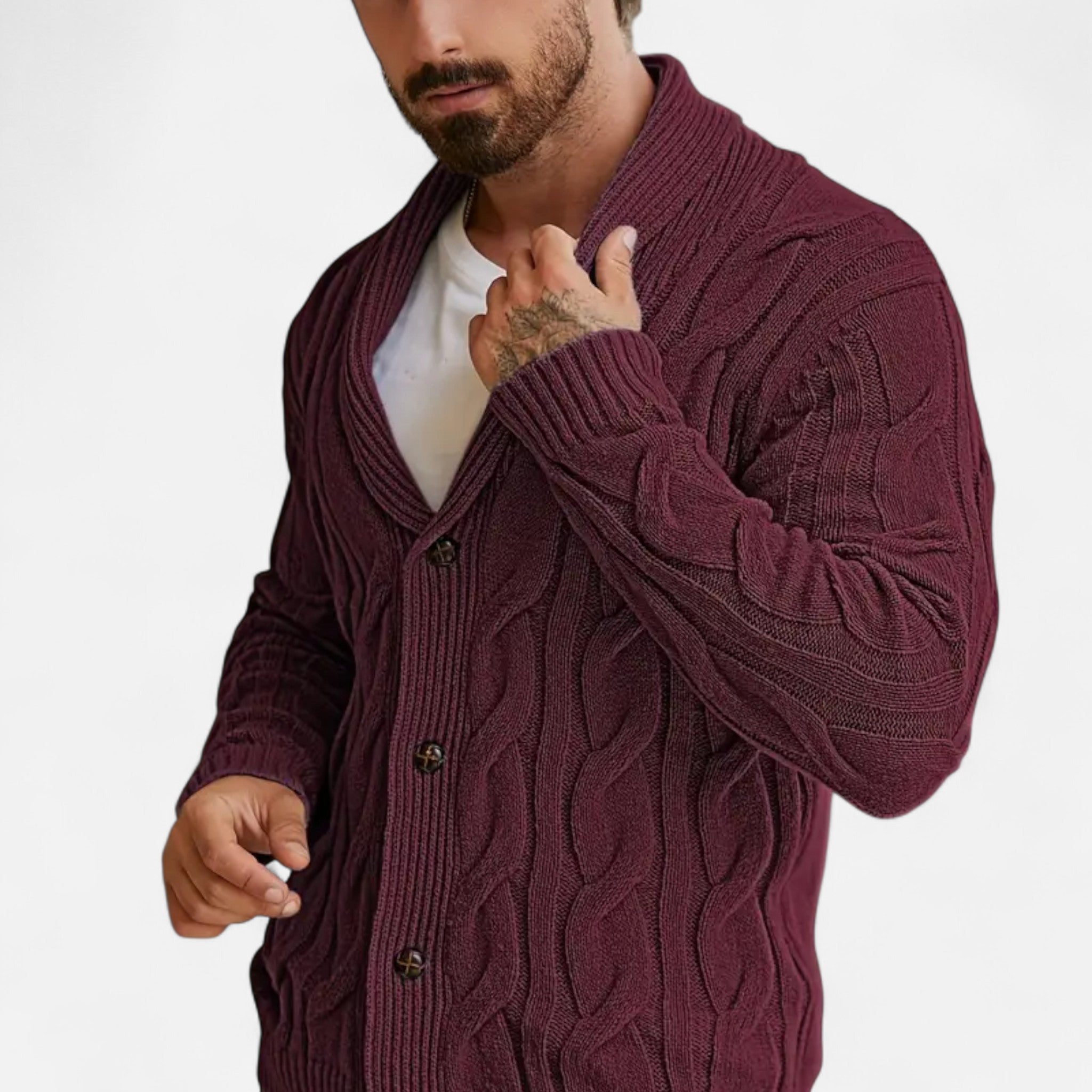 Dorevelle | Men’s Geometric Knit Cardigan Sweater