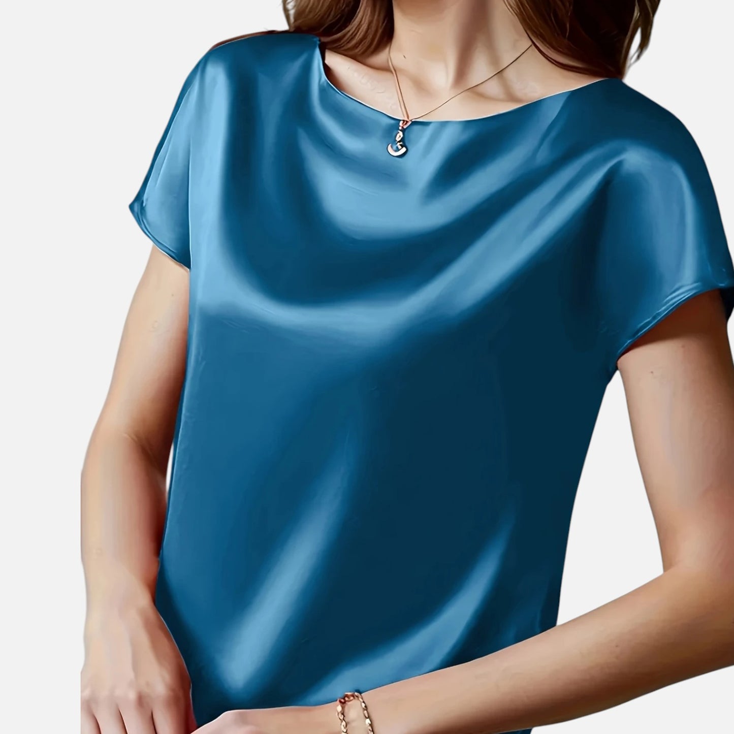 Dorevelle | Women’s Satin Blouse – Short Sleeve Classic
