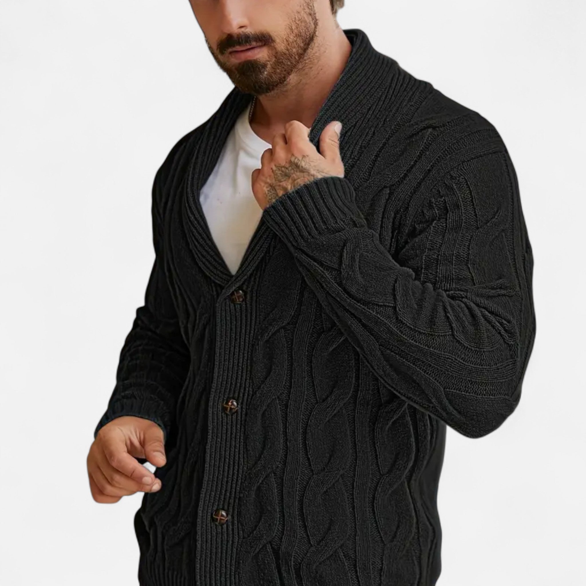 Dorevelle | Men’s Geometric Knit Cardigan Sweater