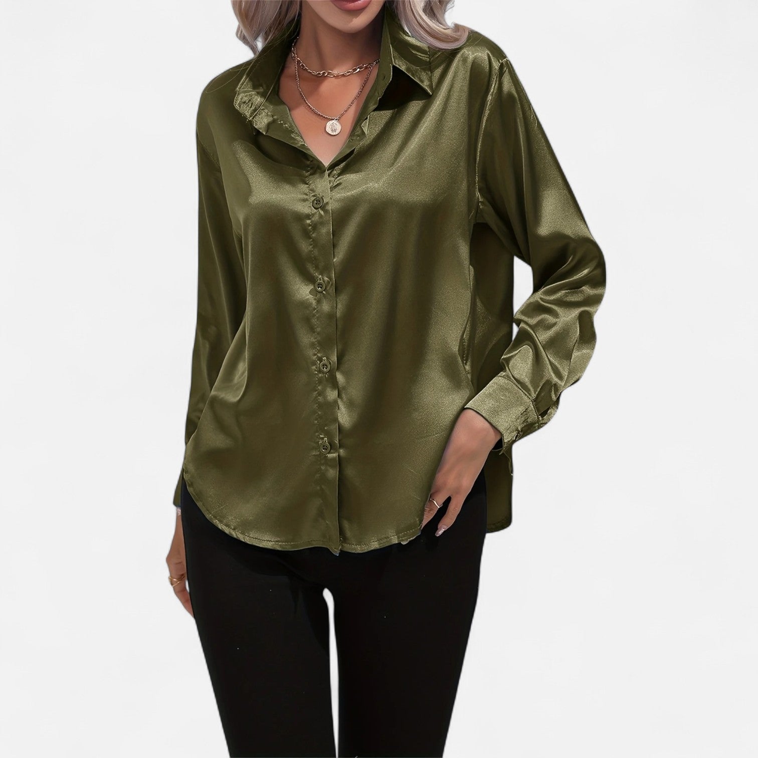 Dorevelle | Women’s Satin Shirt – Heritage Collar Style