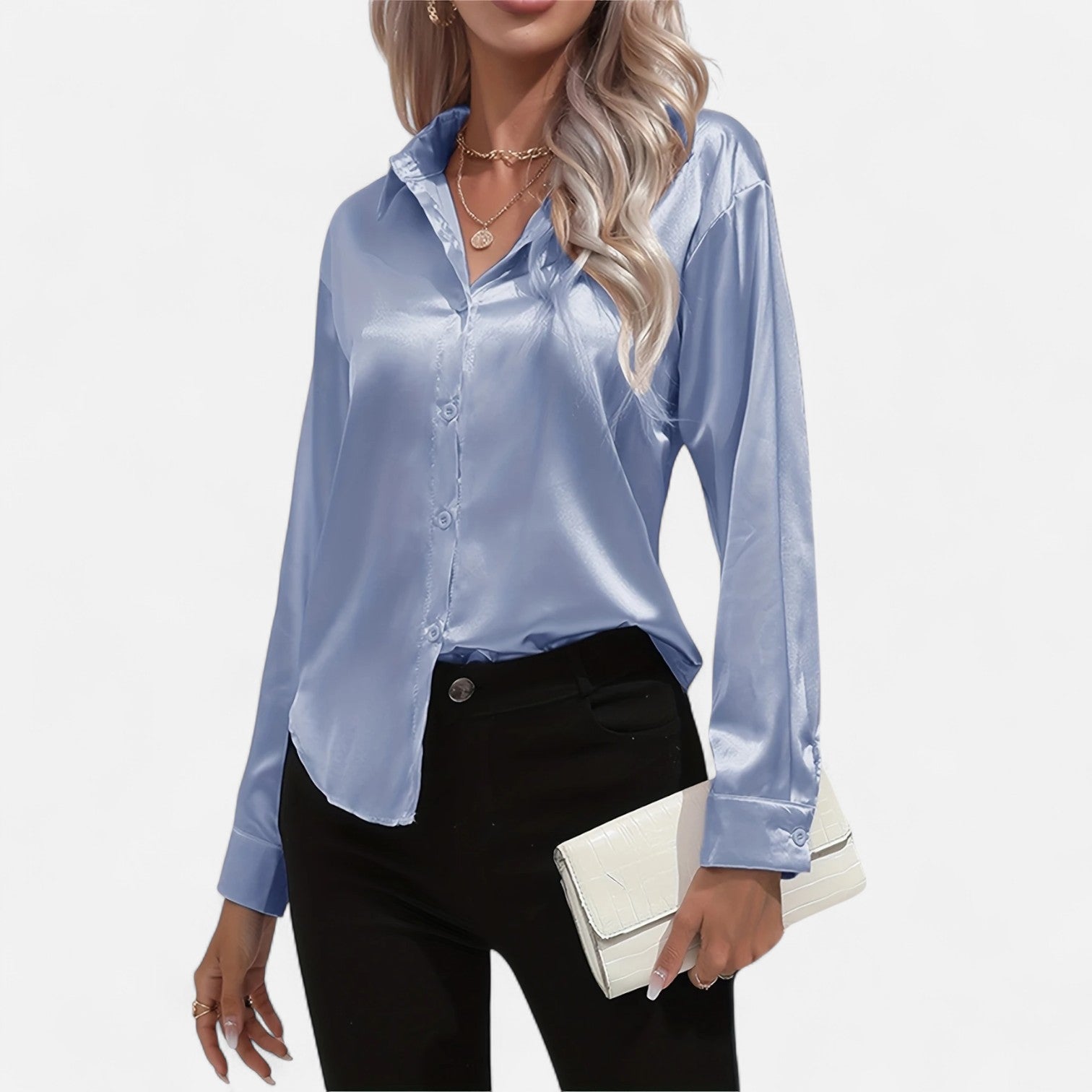 Dorevelle | Women’s Satin Shirt – Heritage Collar Style