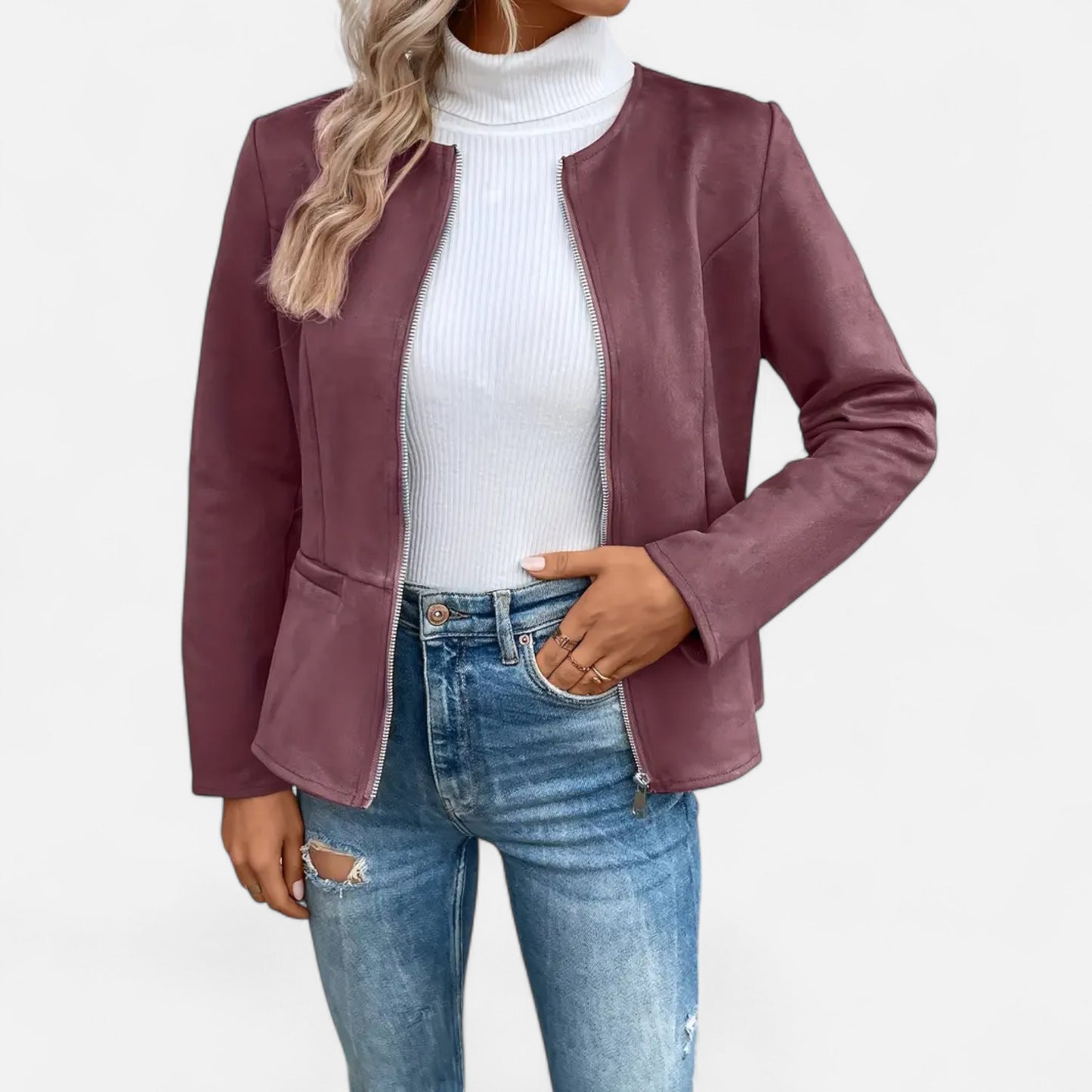 Dorevelle | Women’s Cropped Jacket – Slim Zip-Up Elegance