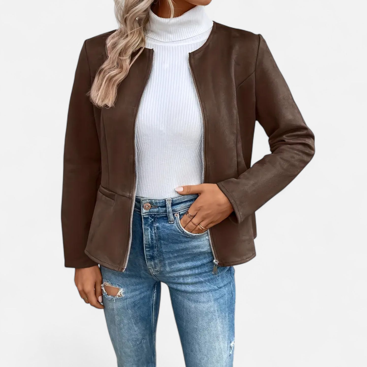 Dorevelle | Women’s Cropped Jacket – Slim Zip-Up Elegance