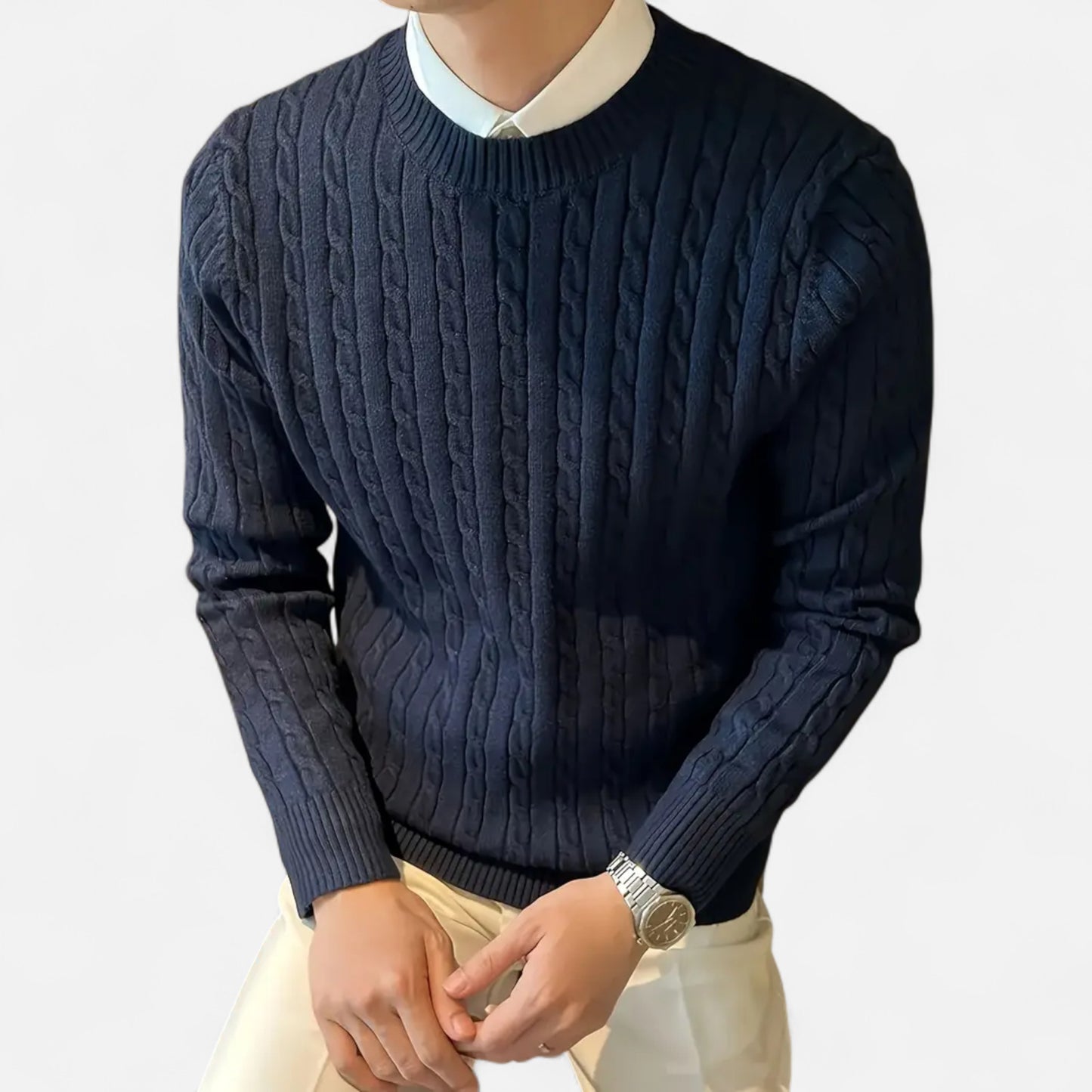 Dorevelle | Men’s Cable Knit Sweater – Heritage Crew Neck