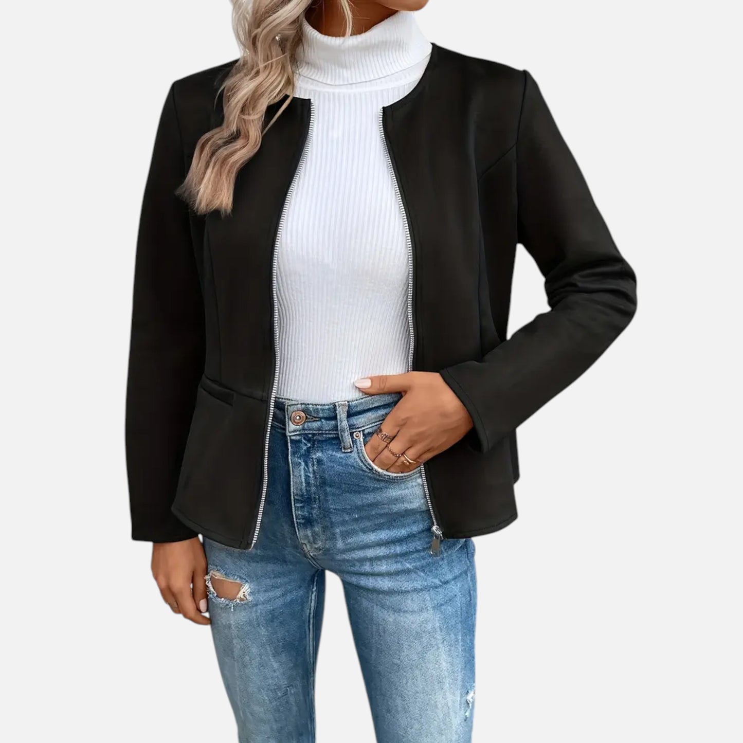 Dorevelle | Women’s Cropped Jacket – Slim Zip-Up Elegance