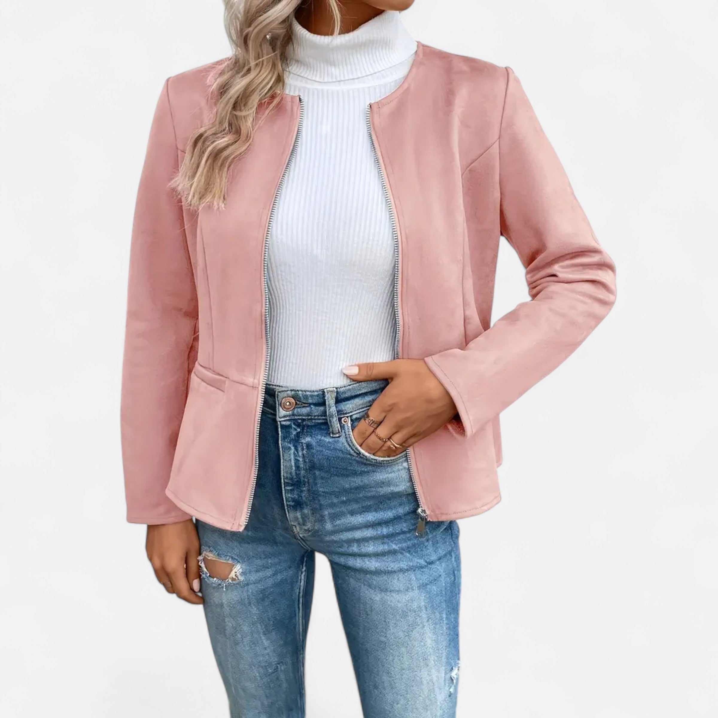 Dorevelle | Women’s Cropped Jacket – Slim Zip-Up Elegance