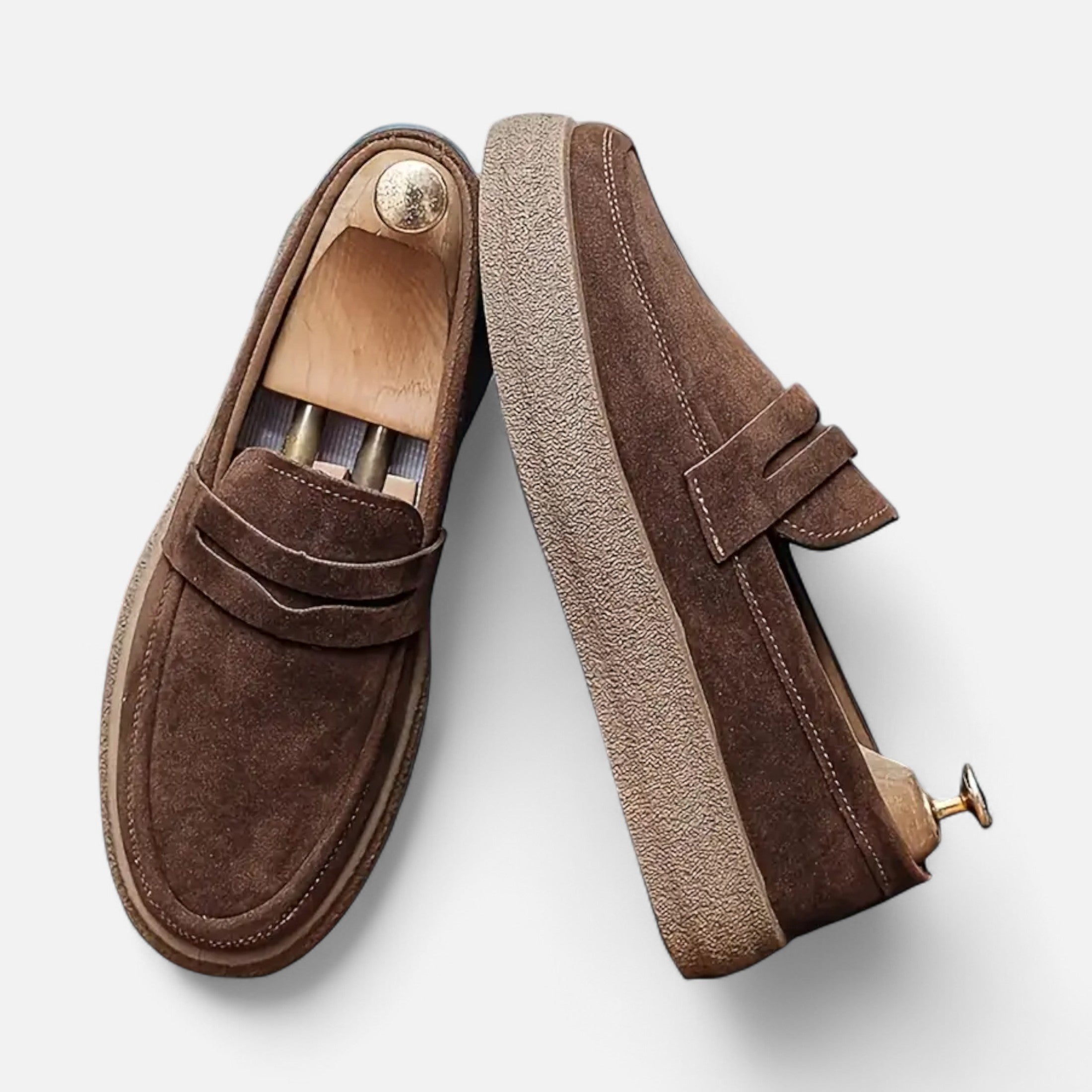 Dorevelle | Men’s Slip-On Loafers – Brown Buckle Casual Style