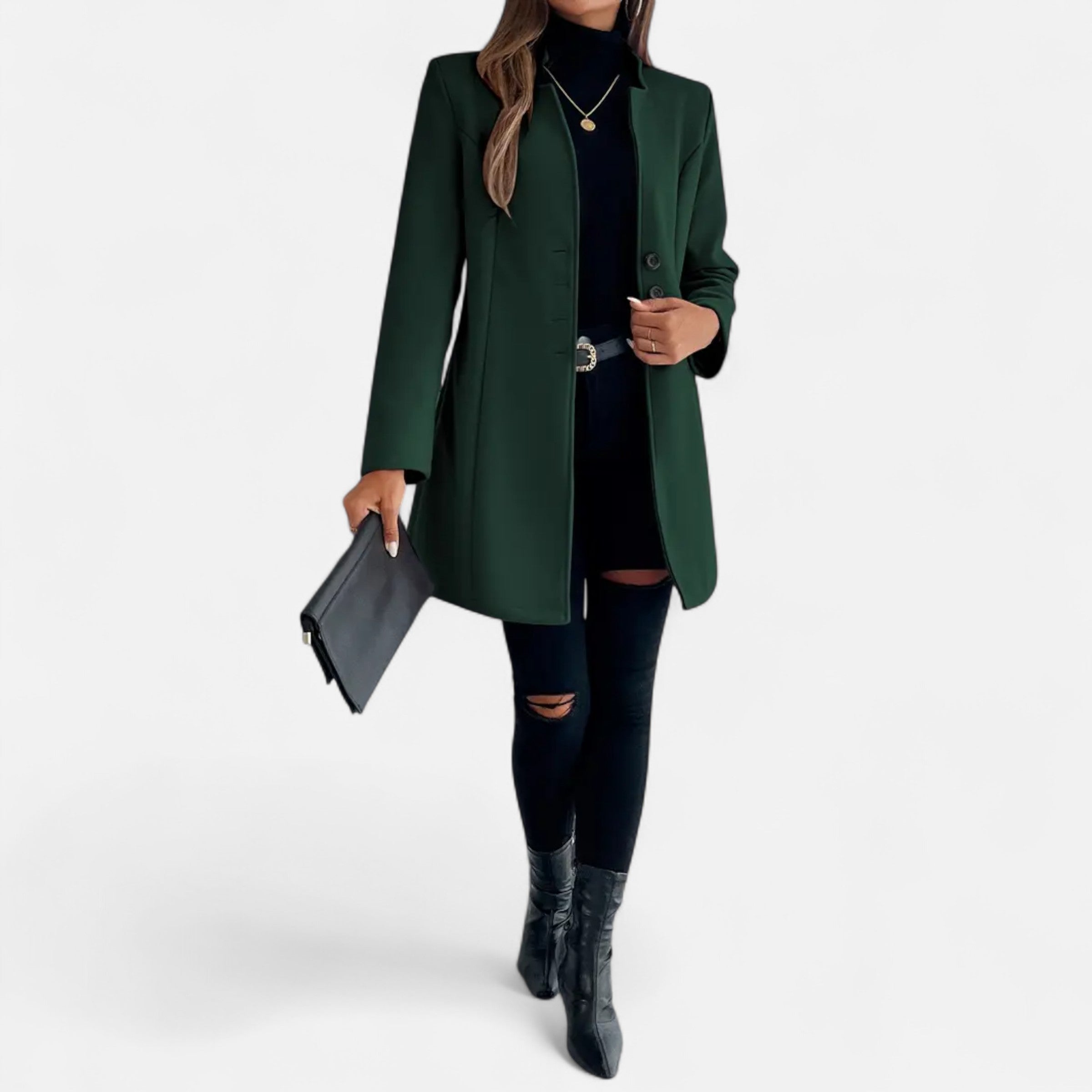 Dorevelle | Women’s Long Coat – Refined Raglan Sleeve Design
