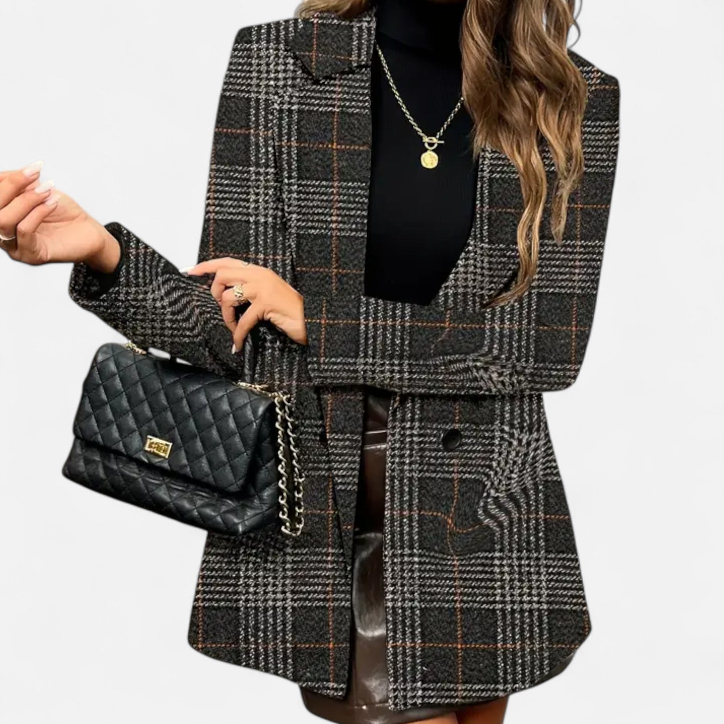 Dorevelle | Women’s Classic Coat – Houndstooth Timeless Sophistication