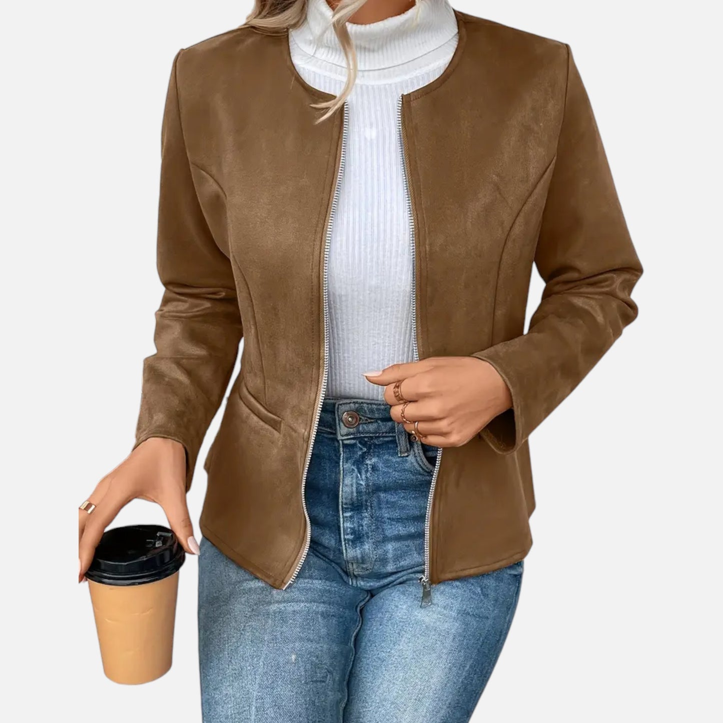 Dorevelle | Women’s Cropped Jacket – Slim Zip-Up Elegance