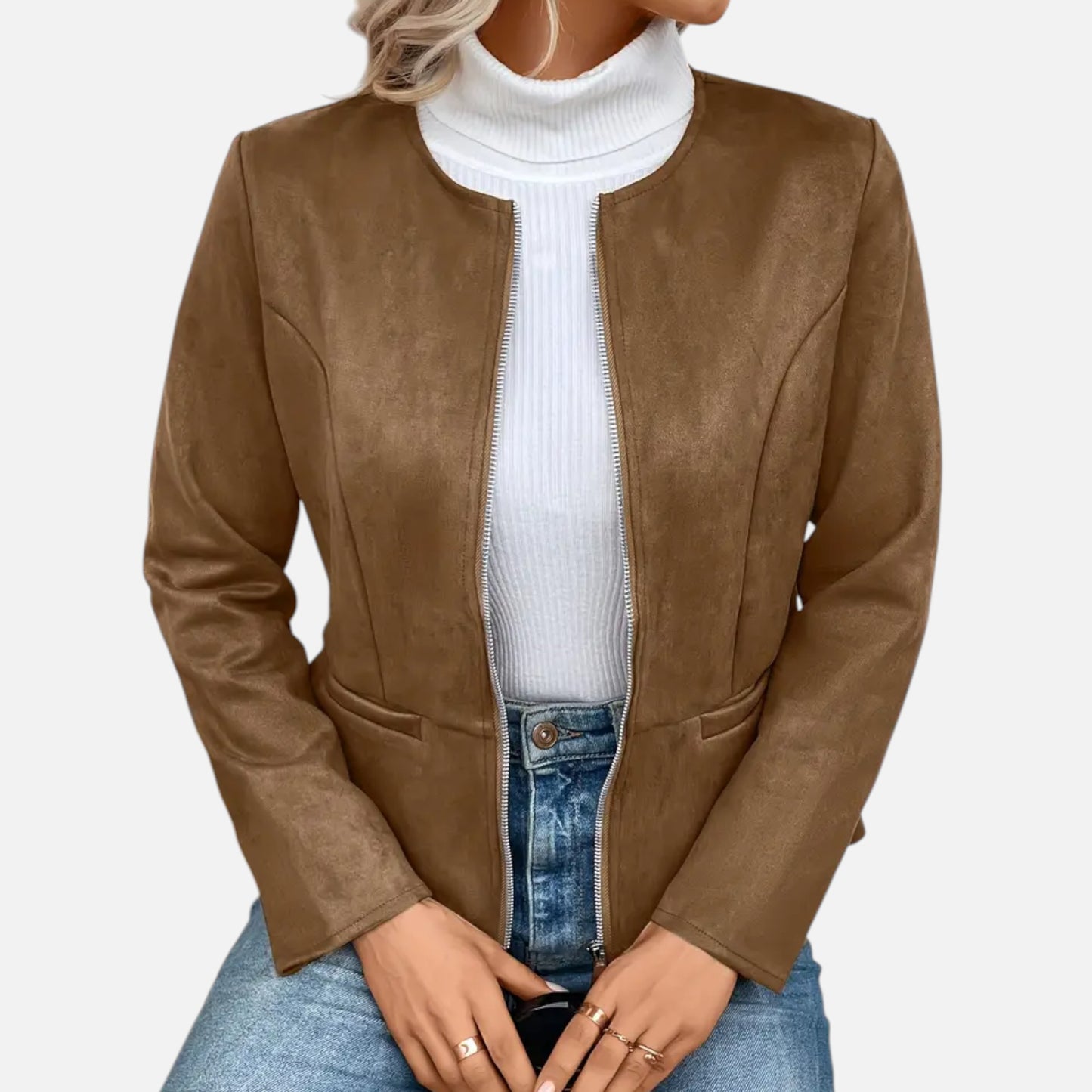 Dorevelle | Women’s Cropped Jacket – Slim Zip-Up Elegance