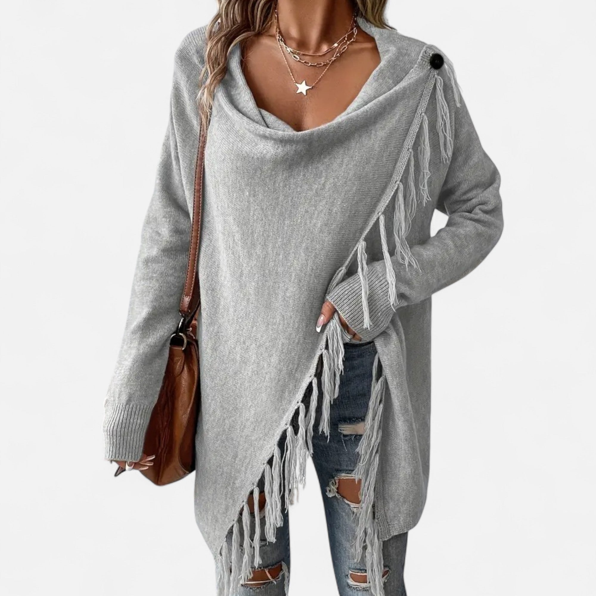 Dorevelle | Women’s Fringe Tassel Draped Neckline Shawl