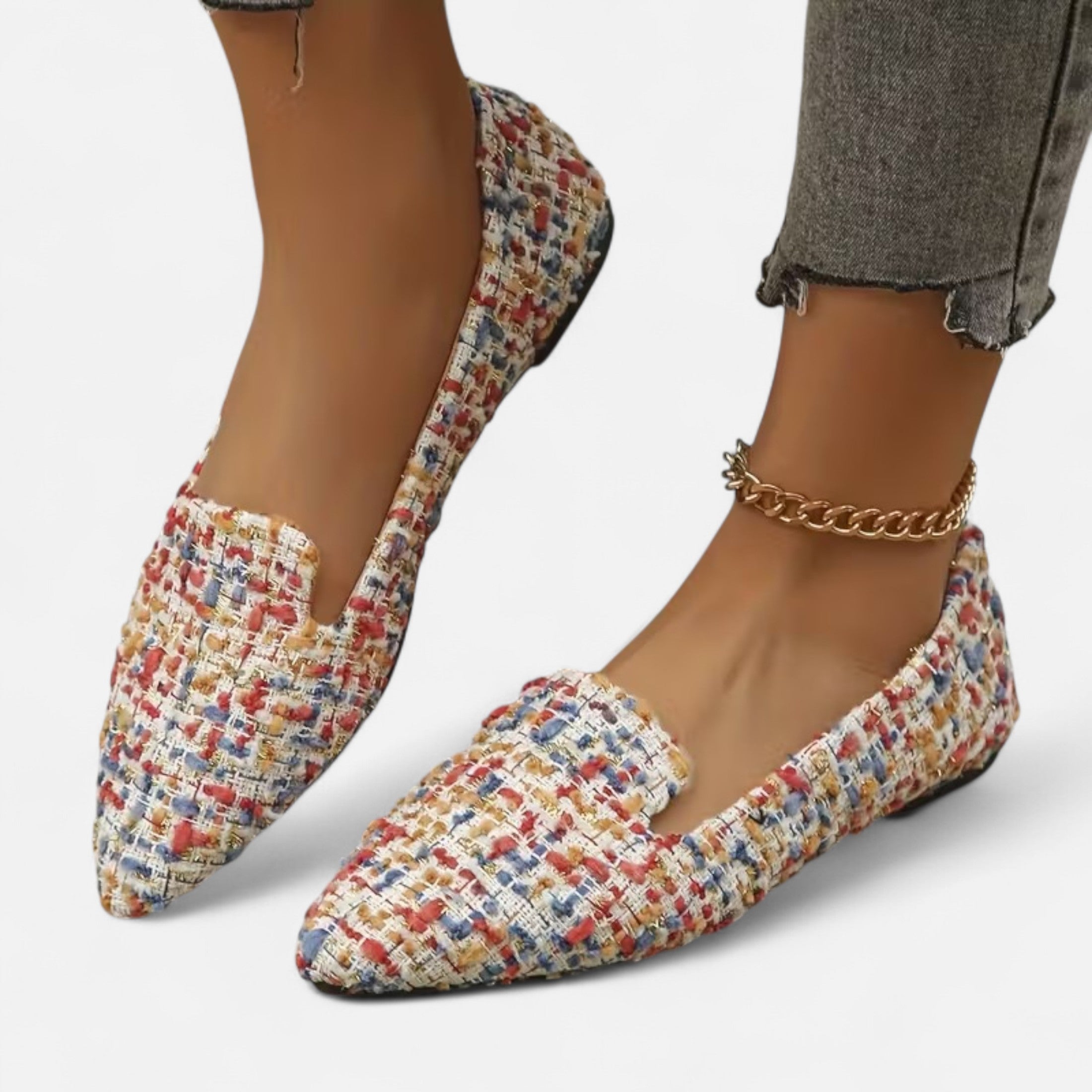 Dorevelle | Women’s Plaid Flats – Pointed Toe Autumn Elegance