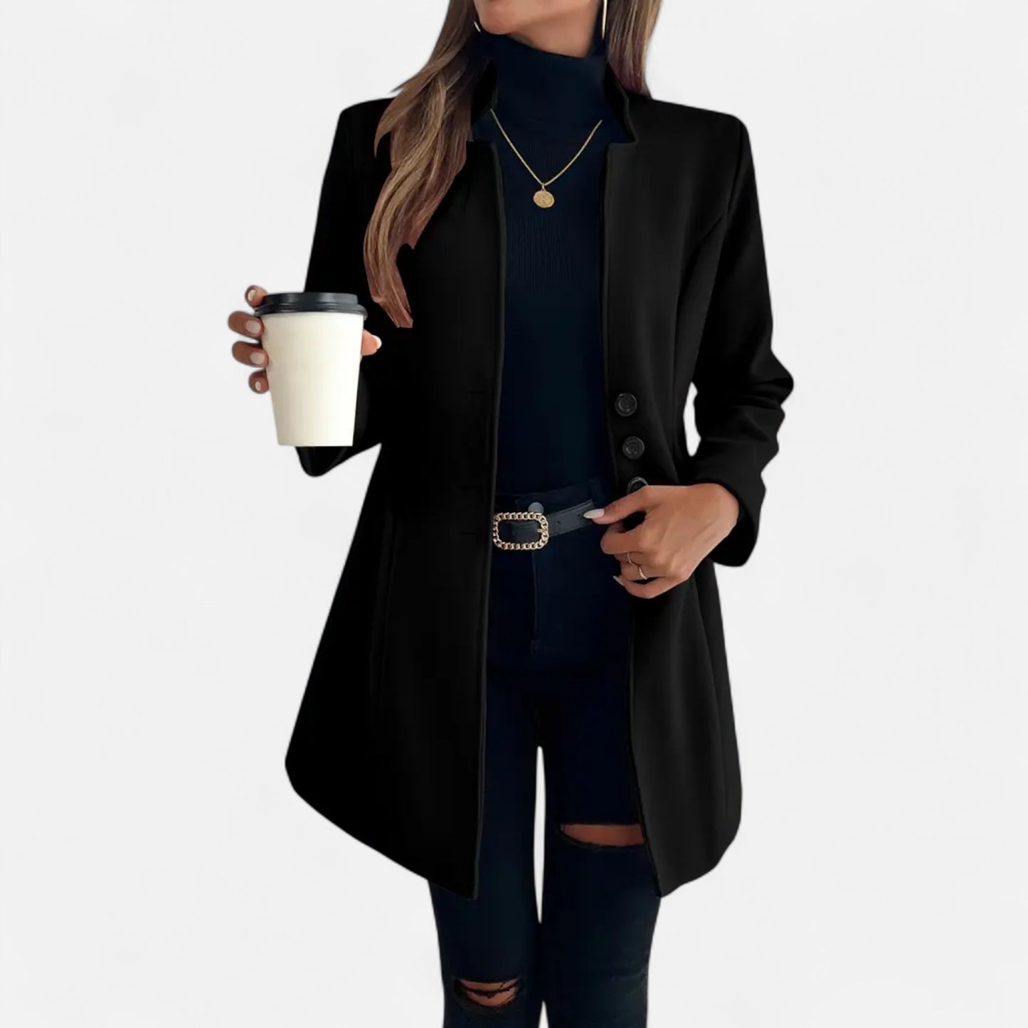 Dorevelle | Women’s Long Coat – Refined Raglan Sleeve Design