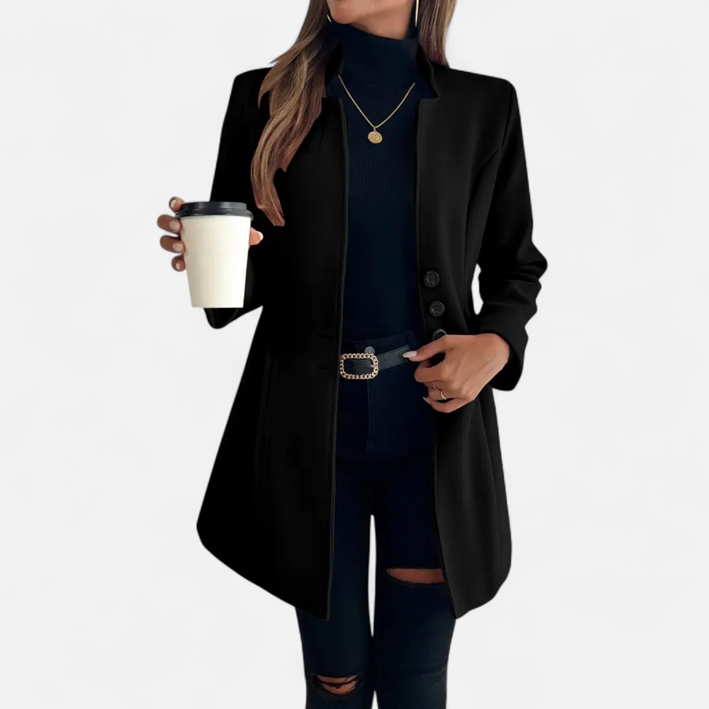 Dorevelle | Women’s Long Coat – Refined Raglan Sleeve Design