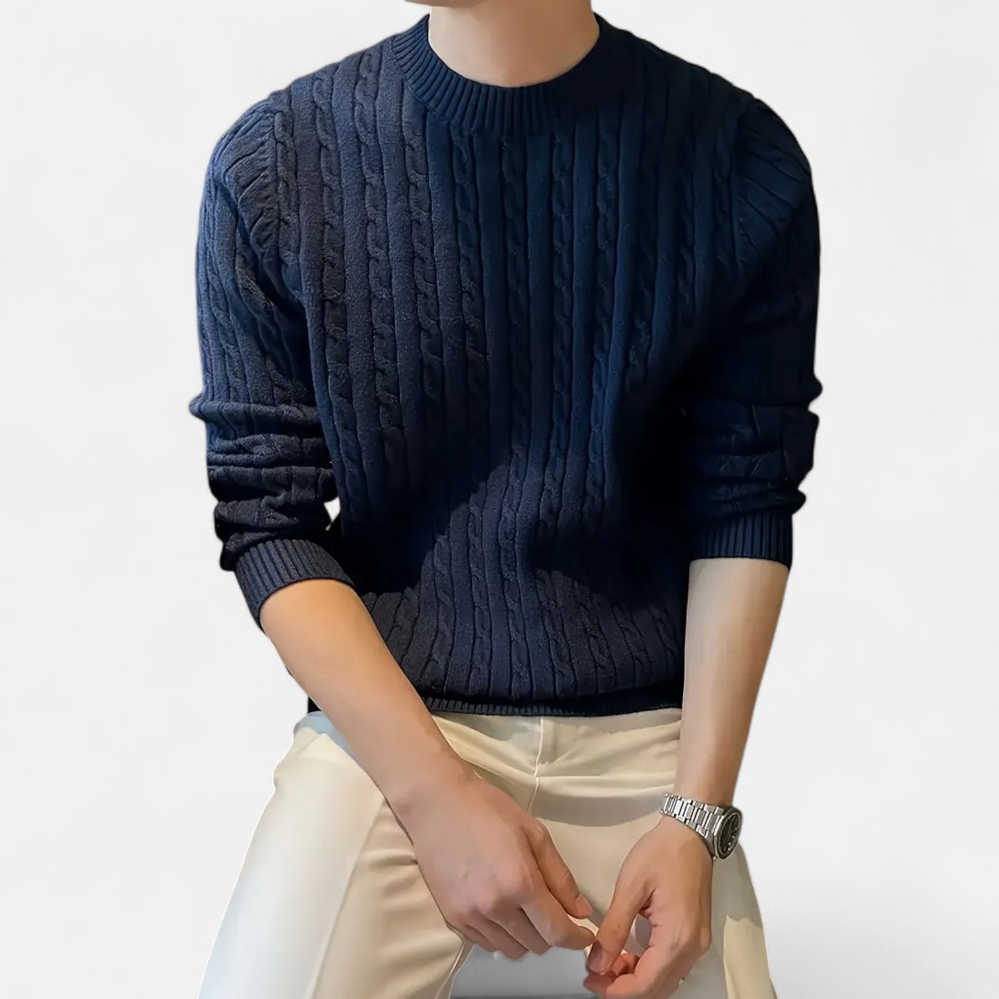 Dorevelle | Men’s Cable Knit Sweater – Heritage Crew Neck