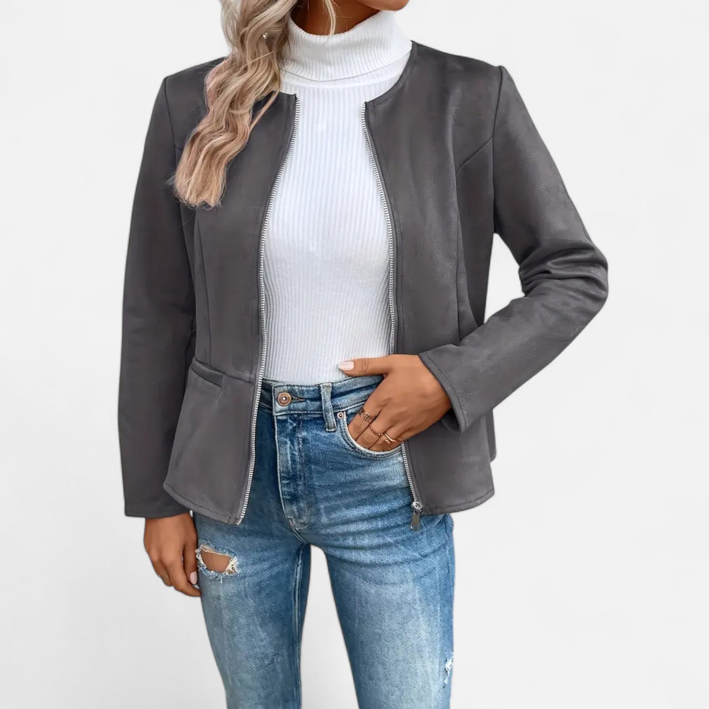 Dorevelle | Women’s Cropped Jacket – Slim Zip-Up Elegance
