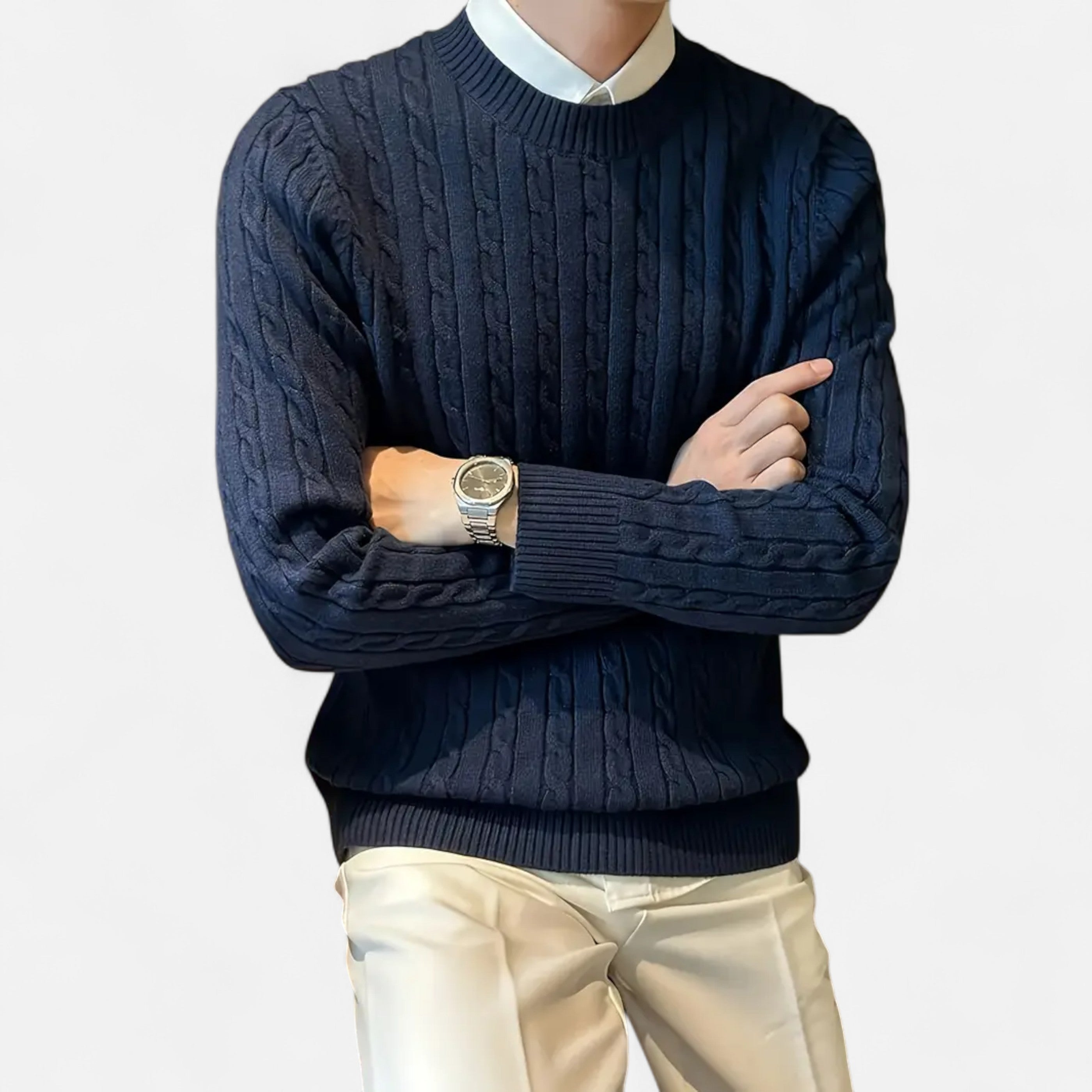 Dorevelle | Men’s Cable Knit Sweater – Heritage Crew Neck