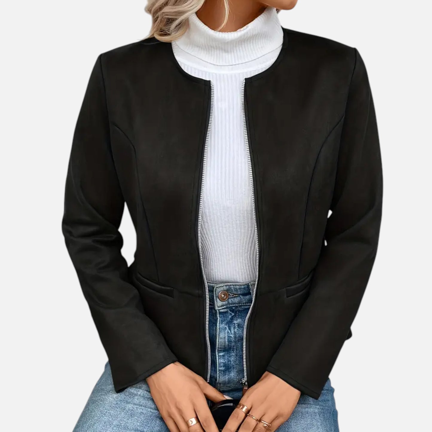 Dorevelle | Women’s Cropped Jacket – Slim Zip-Up Elegance
